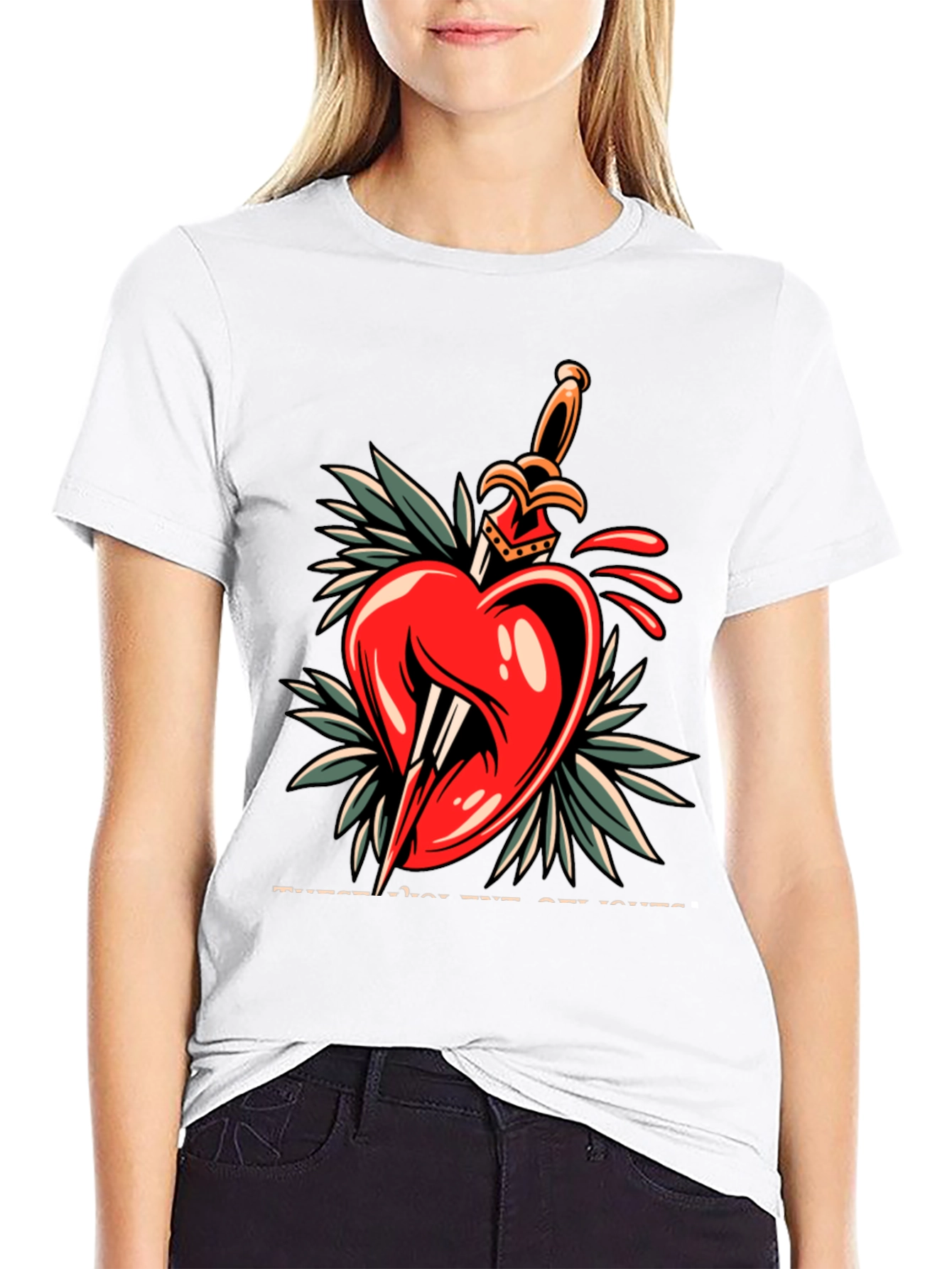 Heart & Dagger Graphic Tee - Edgy Streetwear Style