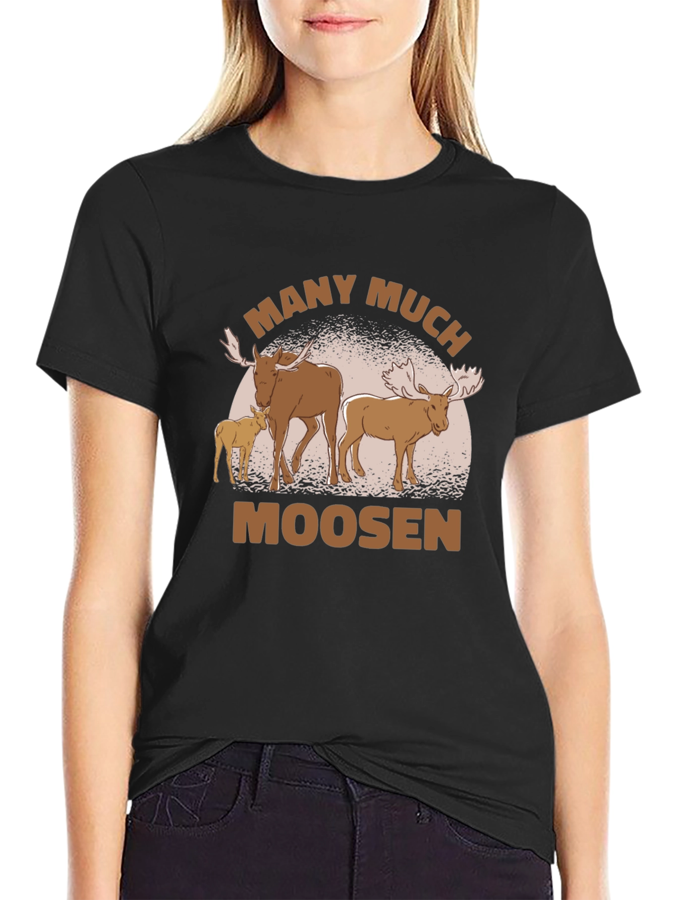 Many Much Moosen Black T-Shirt