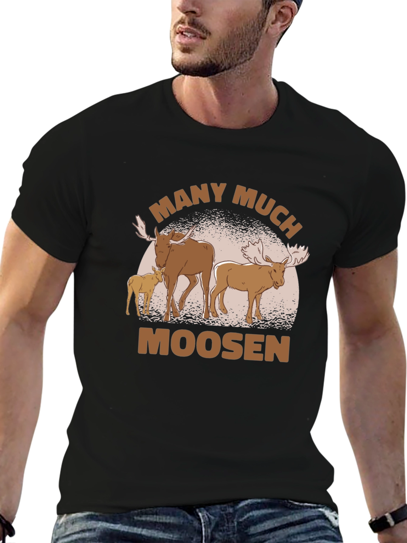 Many Much Moosen Black T-Shirt