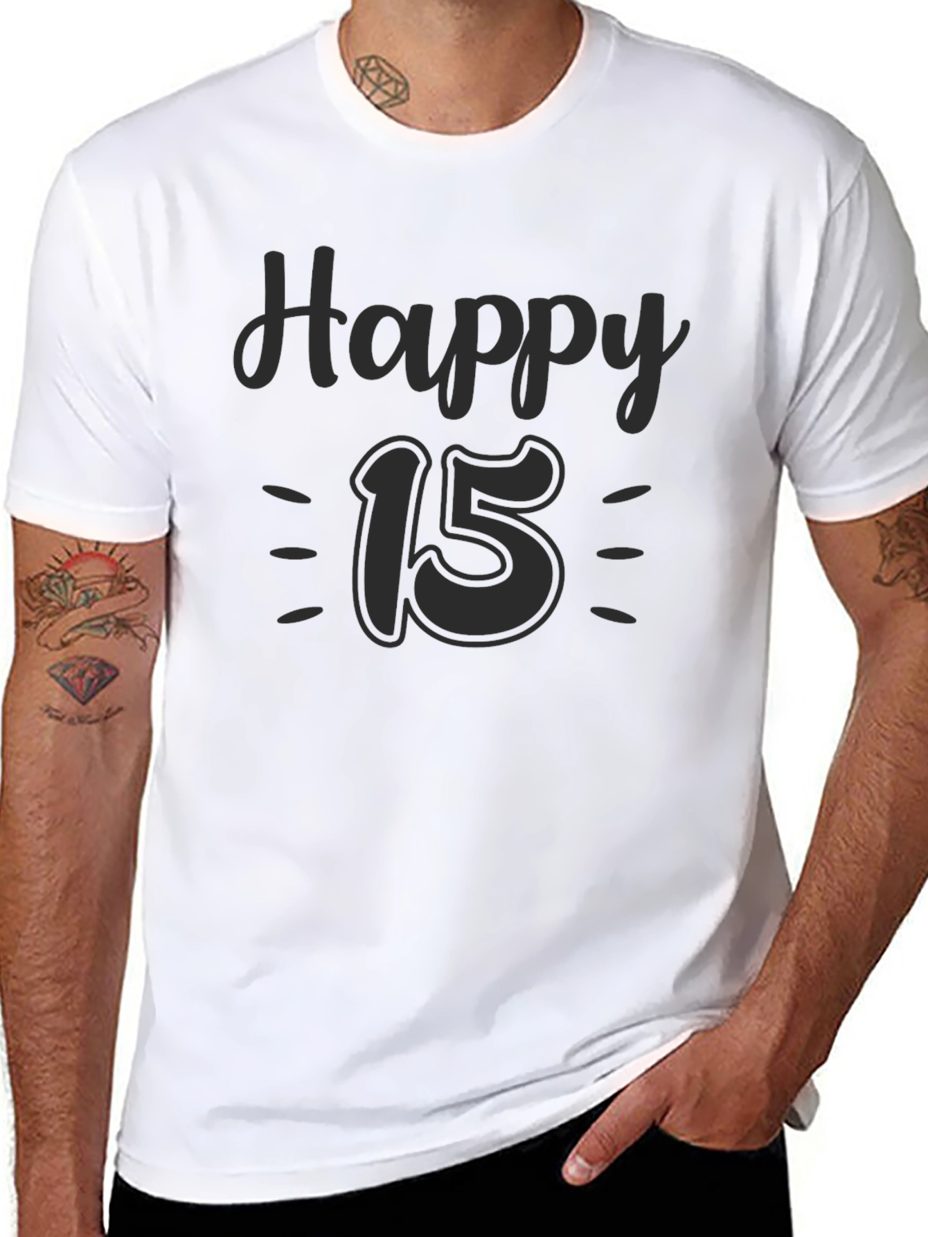 Happy 15th Birthday T-Shirt Black Tee