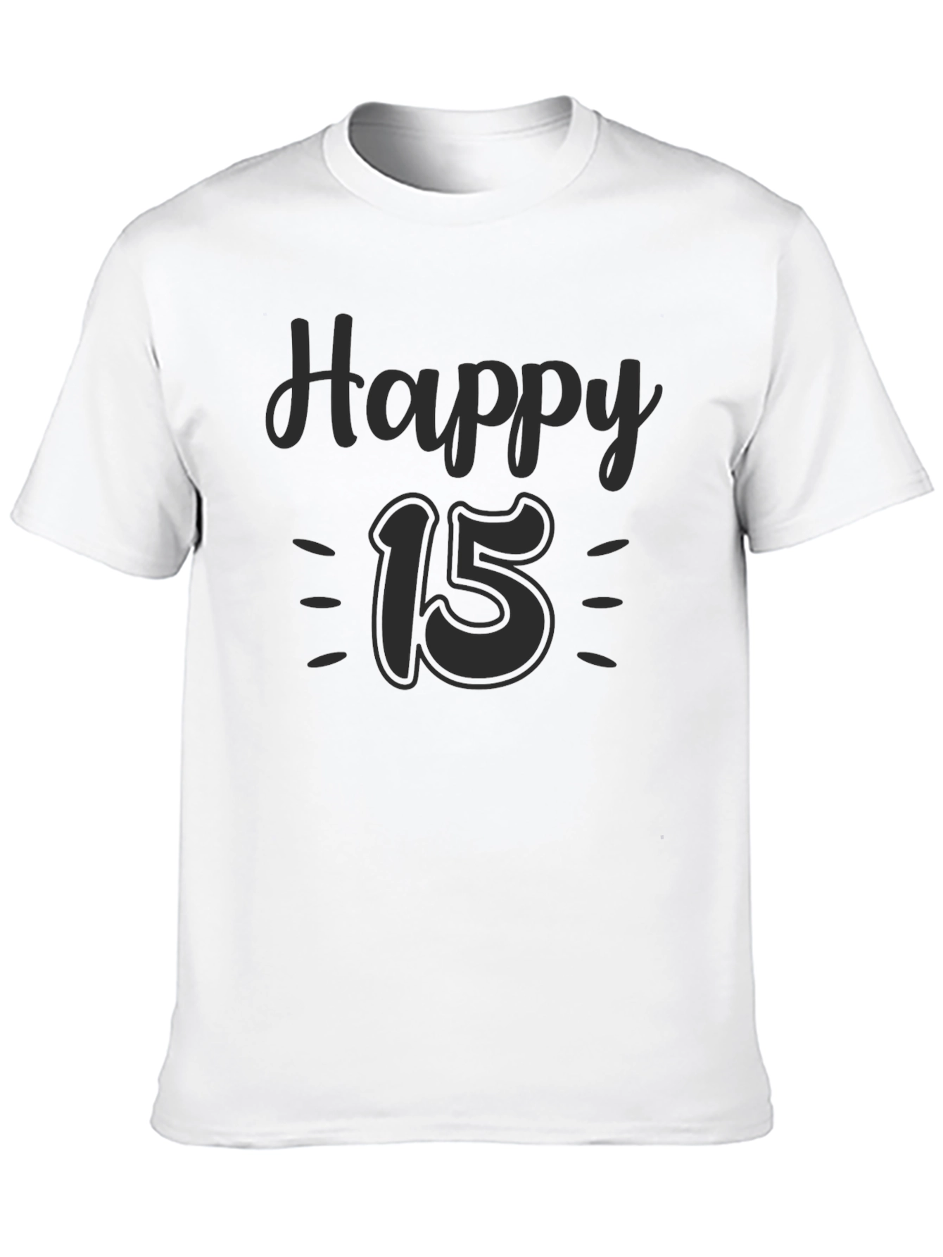 Happy 15th Birthday T-Shirt Black Tee