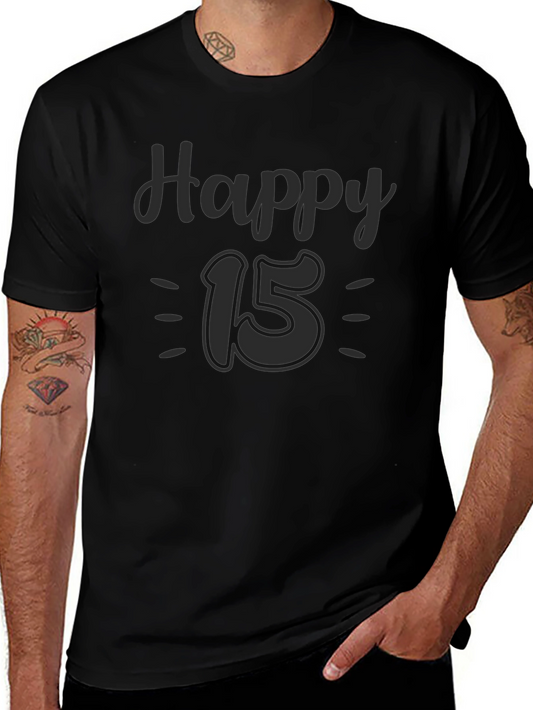 Happy 15th Birthday T-Shirt Black Tee