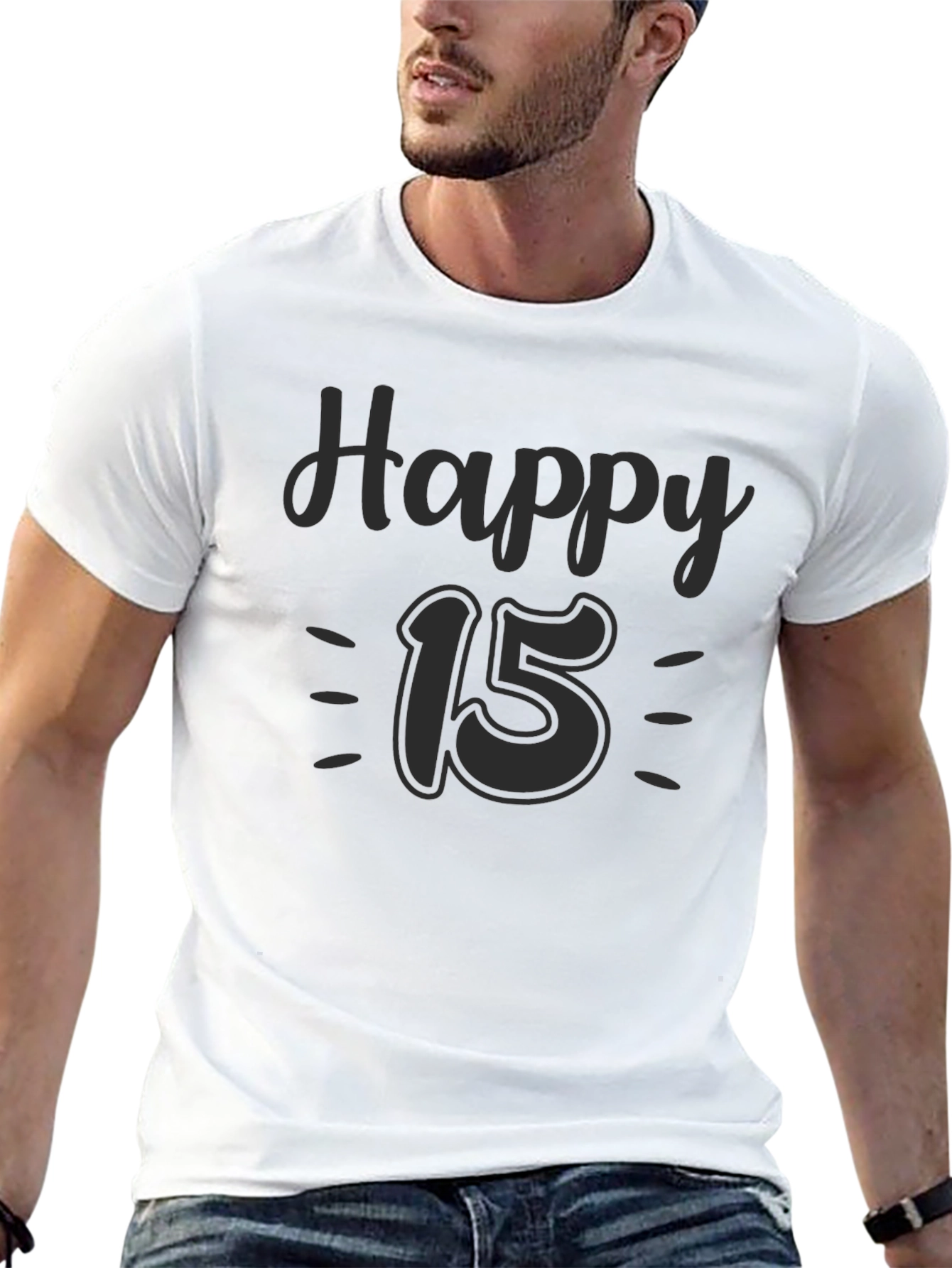 Happy 15th Birthday T-Shirt Black Tee