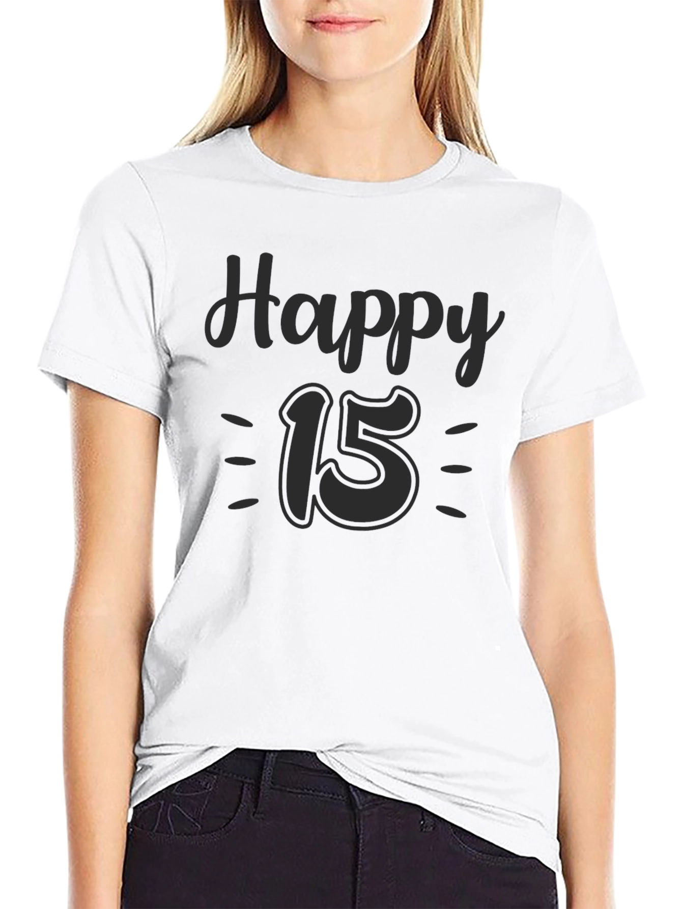 Happy 15th Birthday T-Shirt Black Tee