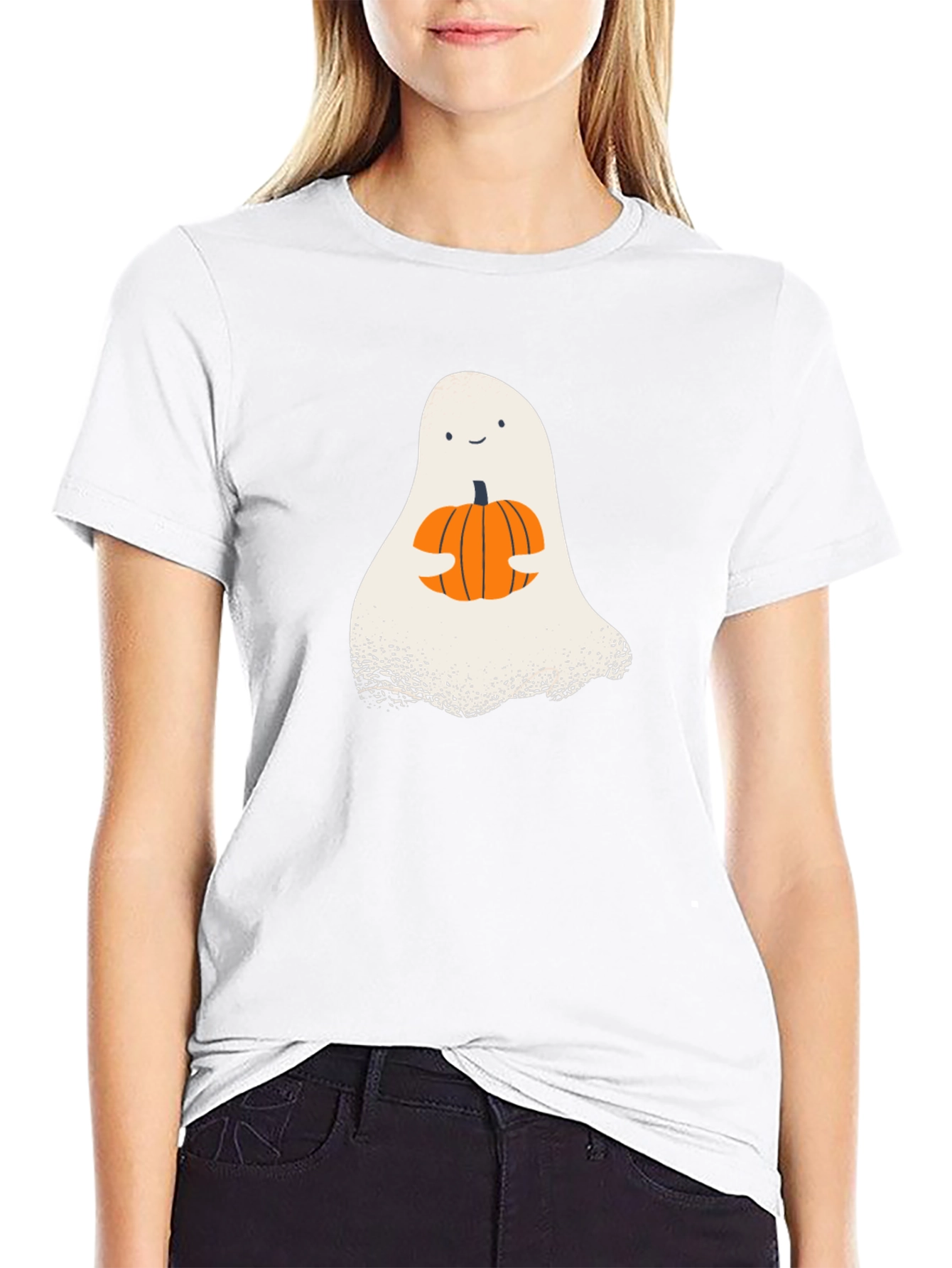 Cute Ghost Pumpkin T-Shirt - Halloween Apparel