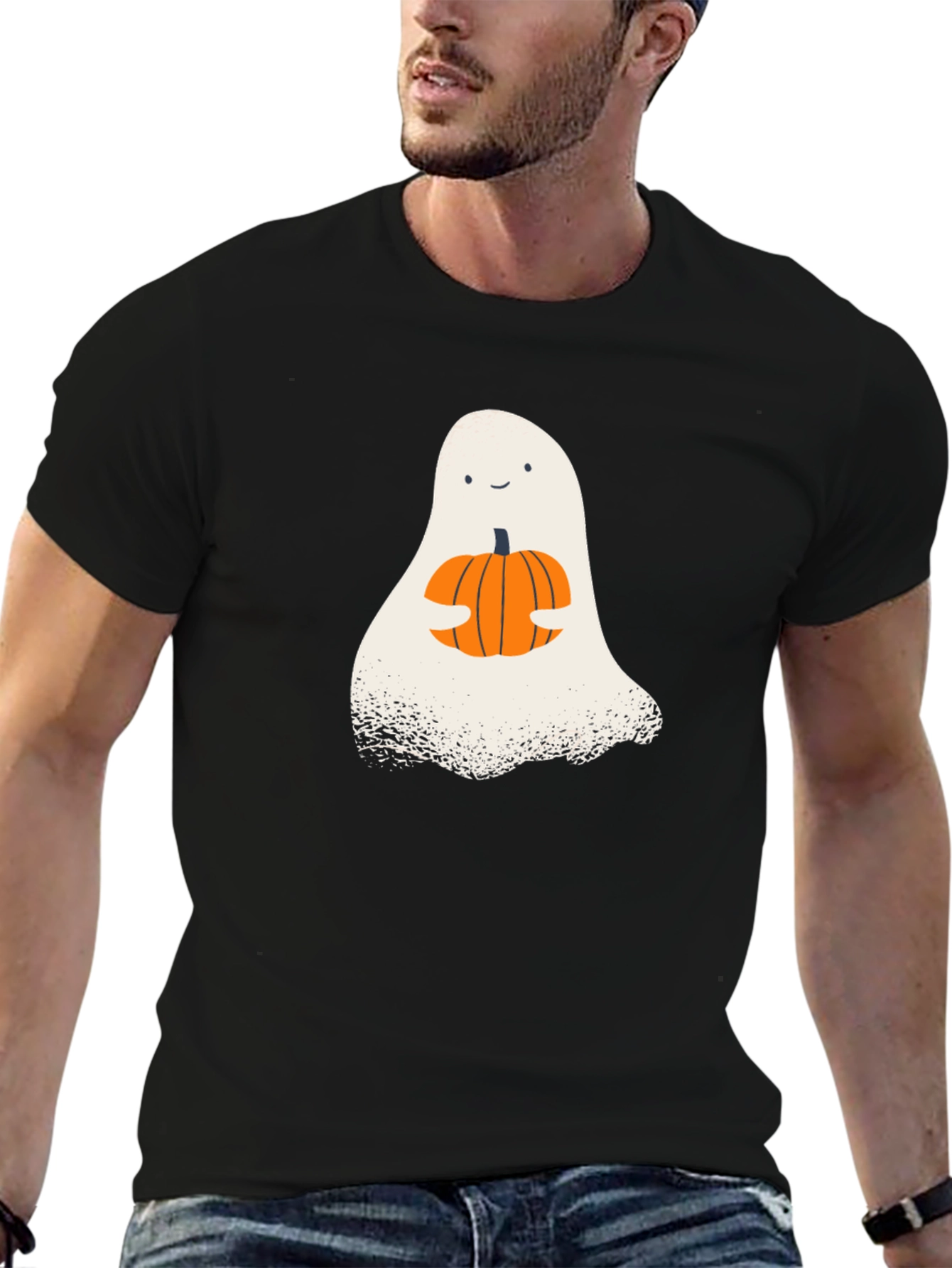 Cute Ghost Pumpkin T-Shirt - Halloween Apparel