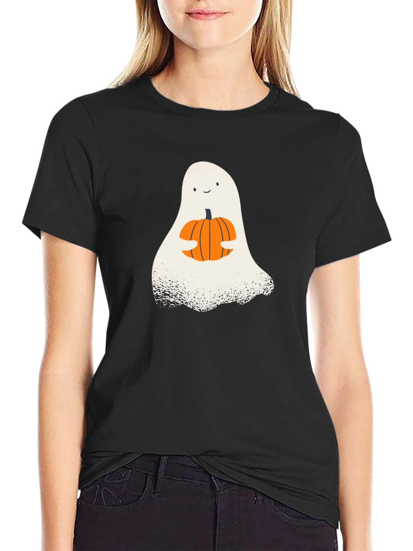 Cute Ghost Pumpkin T-Shirt - Halloween Apparel