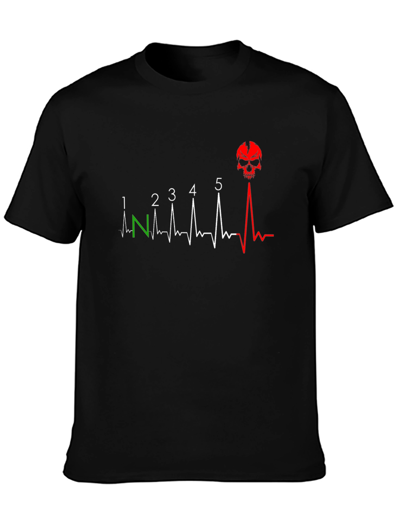 Motorcycle Gear Shift Pattern Skull T-Shirt