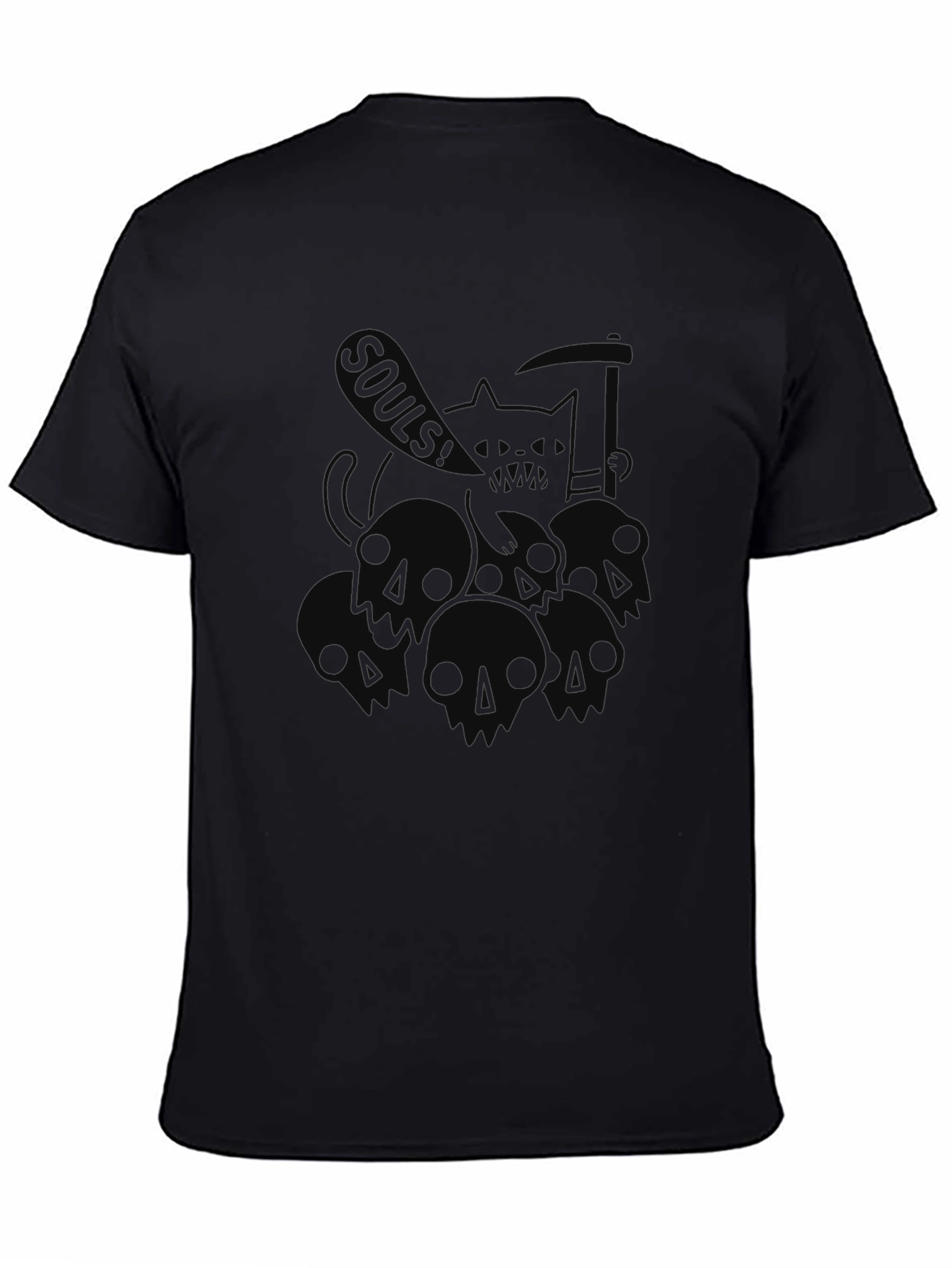 Grim Reaper Cat Souls! Black Graphic Tee