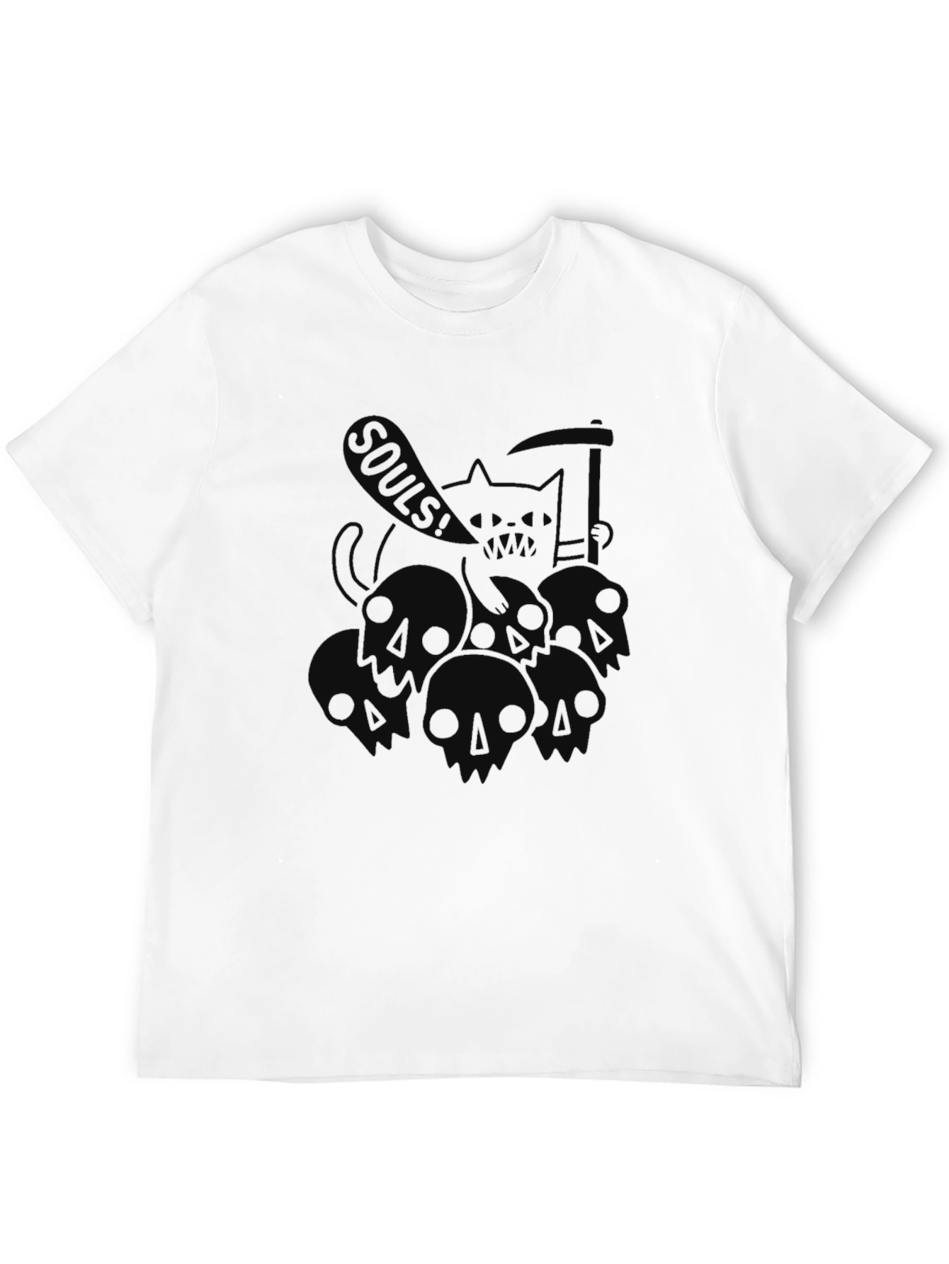 Grim Reaper Cat Souls! Black Graphic Tee