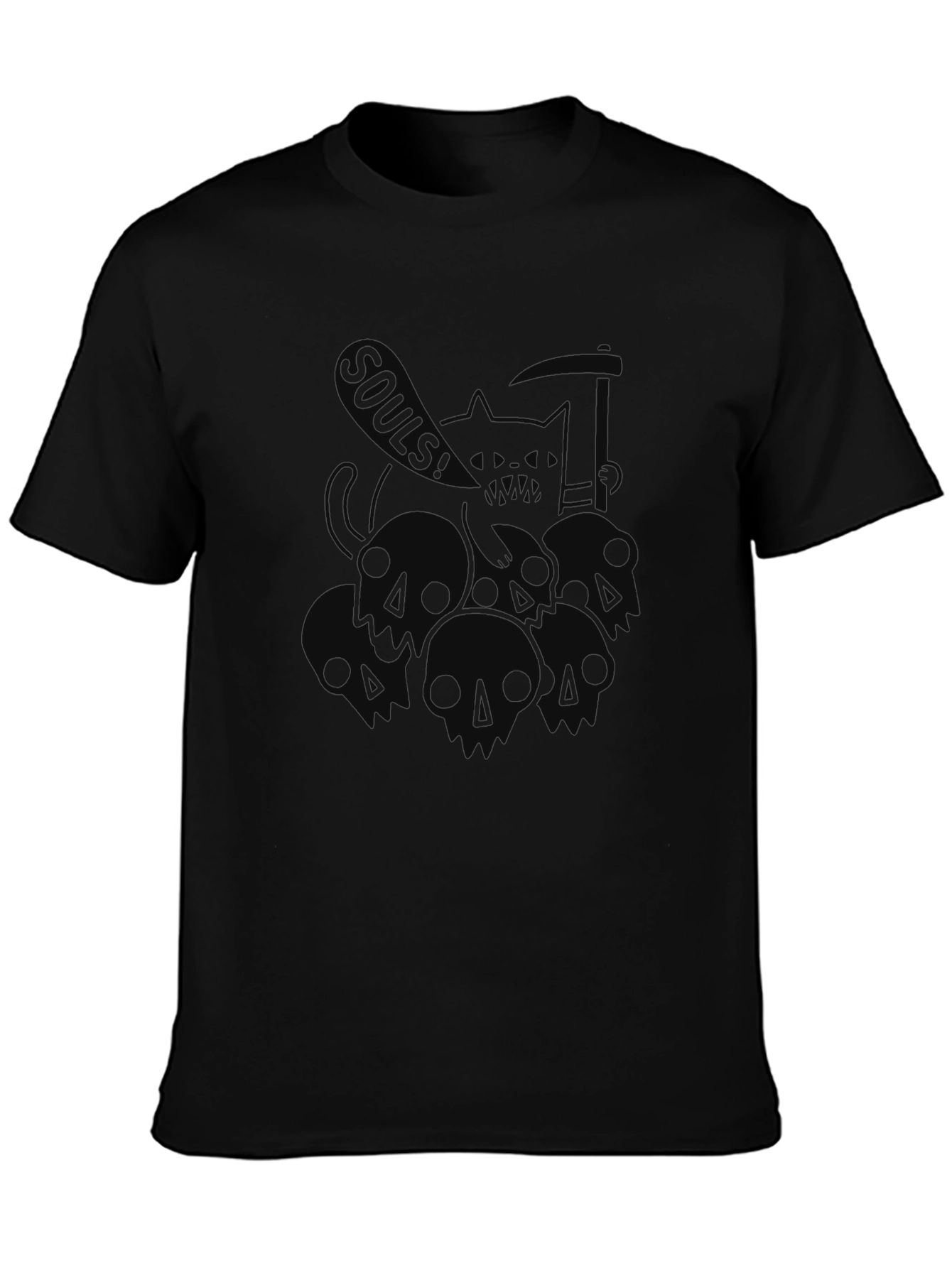 Grim Reaper Cat Souls! Black Graphic Tee
