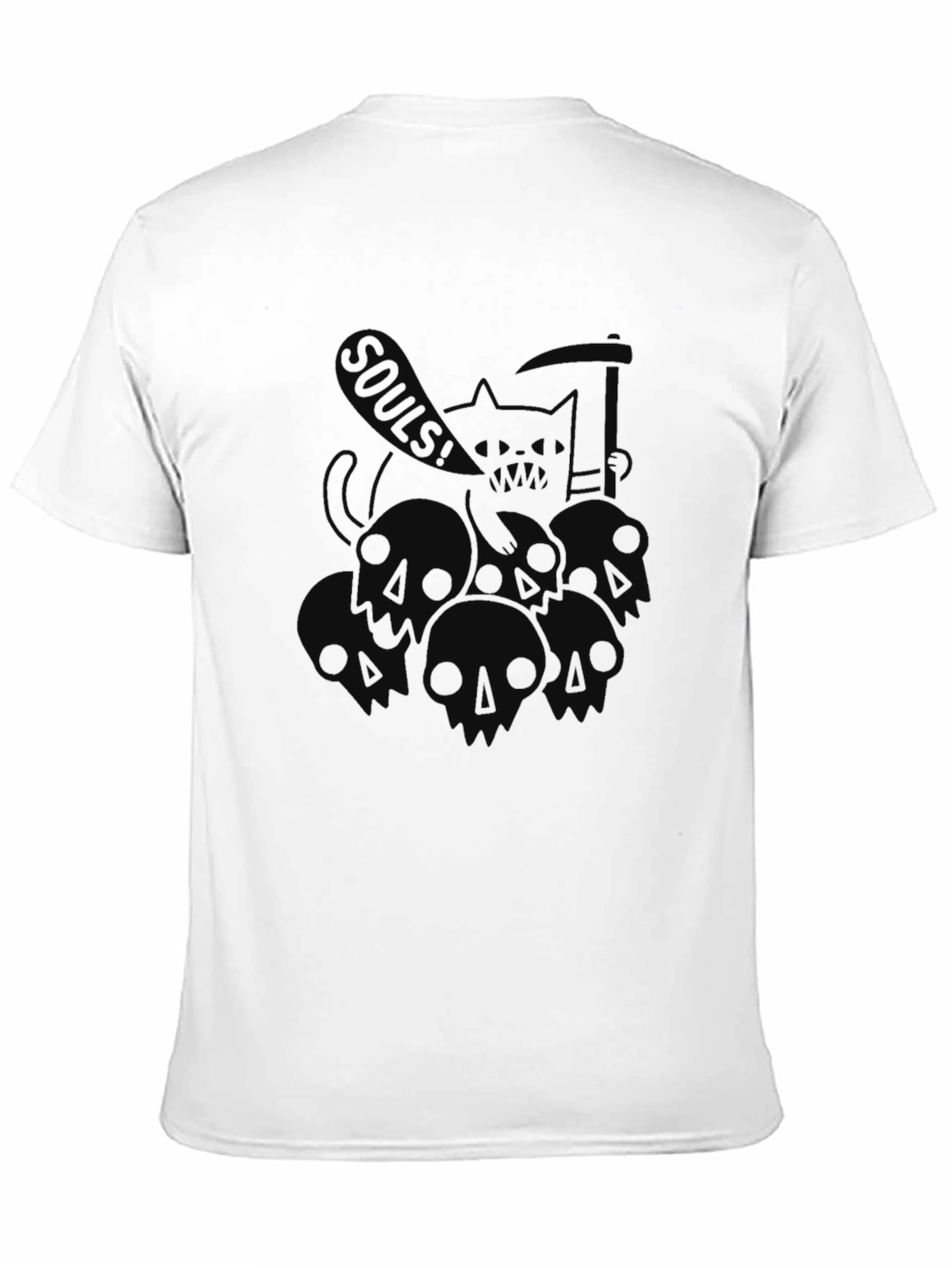 Grim Reaper Cat Souls! Black Graphic Tee