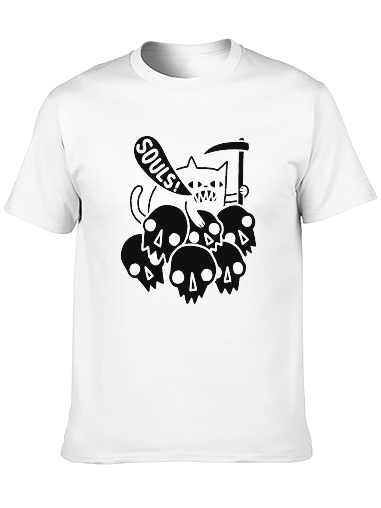 Grim Reaper Cat Souls! Black Graphic Tee