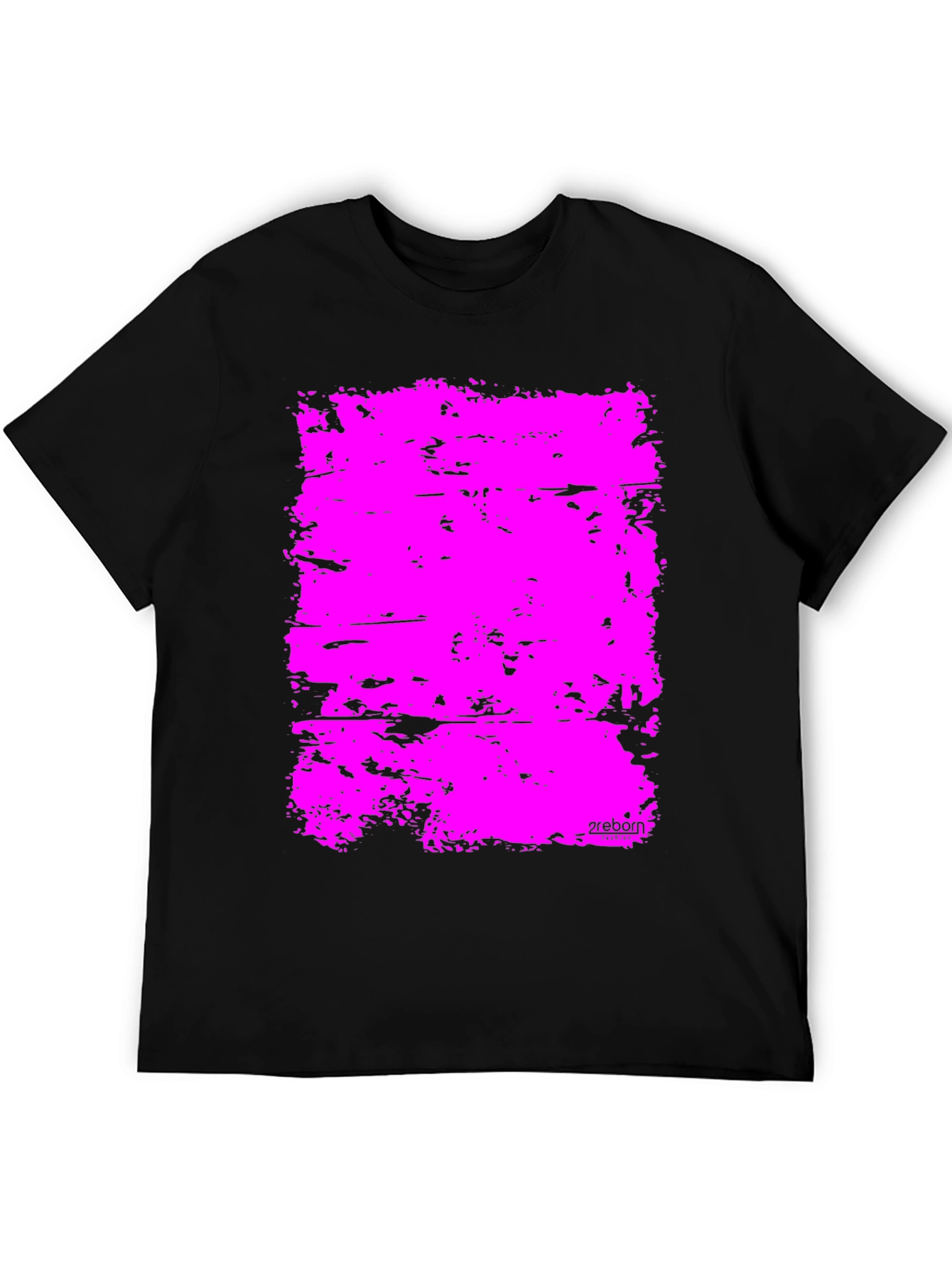 Bold Pink Abstract Graphic Black T-Shirt