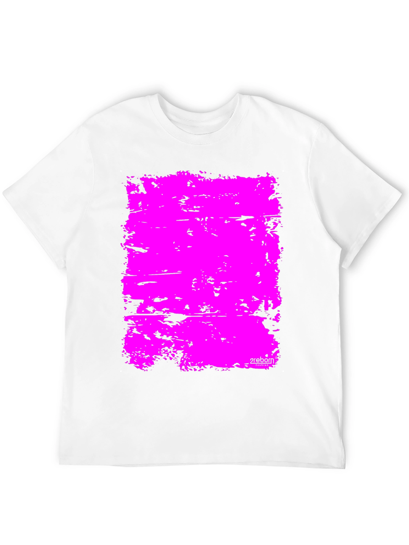 Bold Pink Abstract Graphic Black T-Shirt