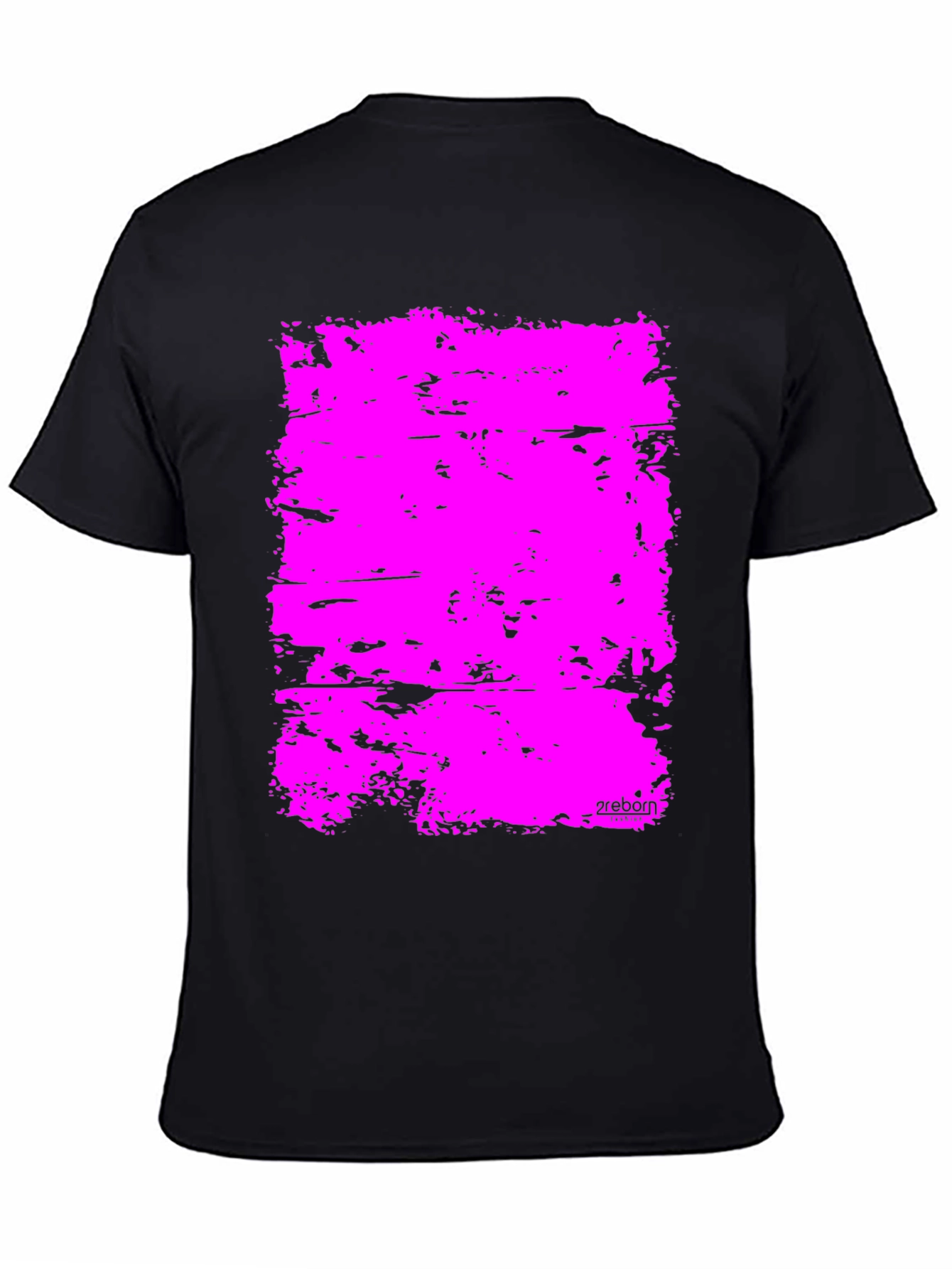 Bold Pink Abstract Graphic Black T-Shirt