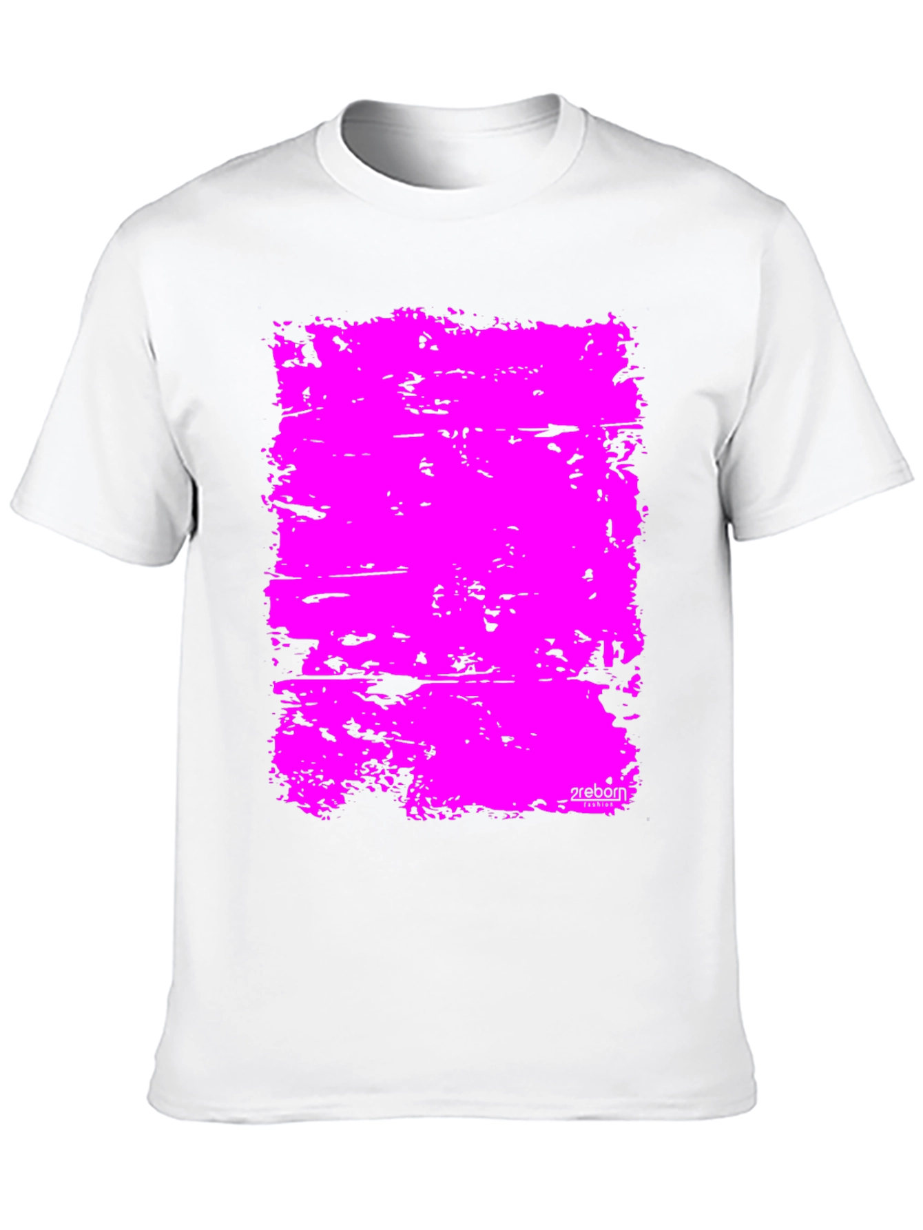 Bold Pink Abstract Graphic Black T-Shirt