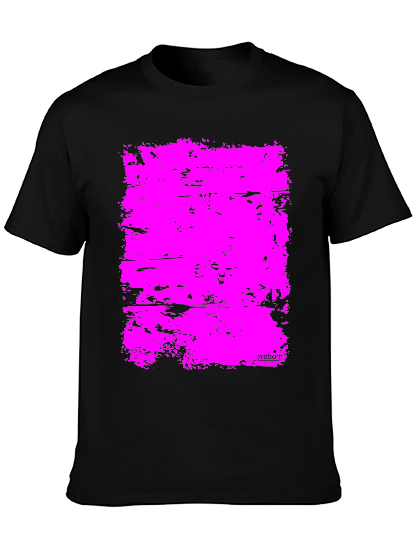 Bold Pink Abstract Graphic Black T-Shirt