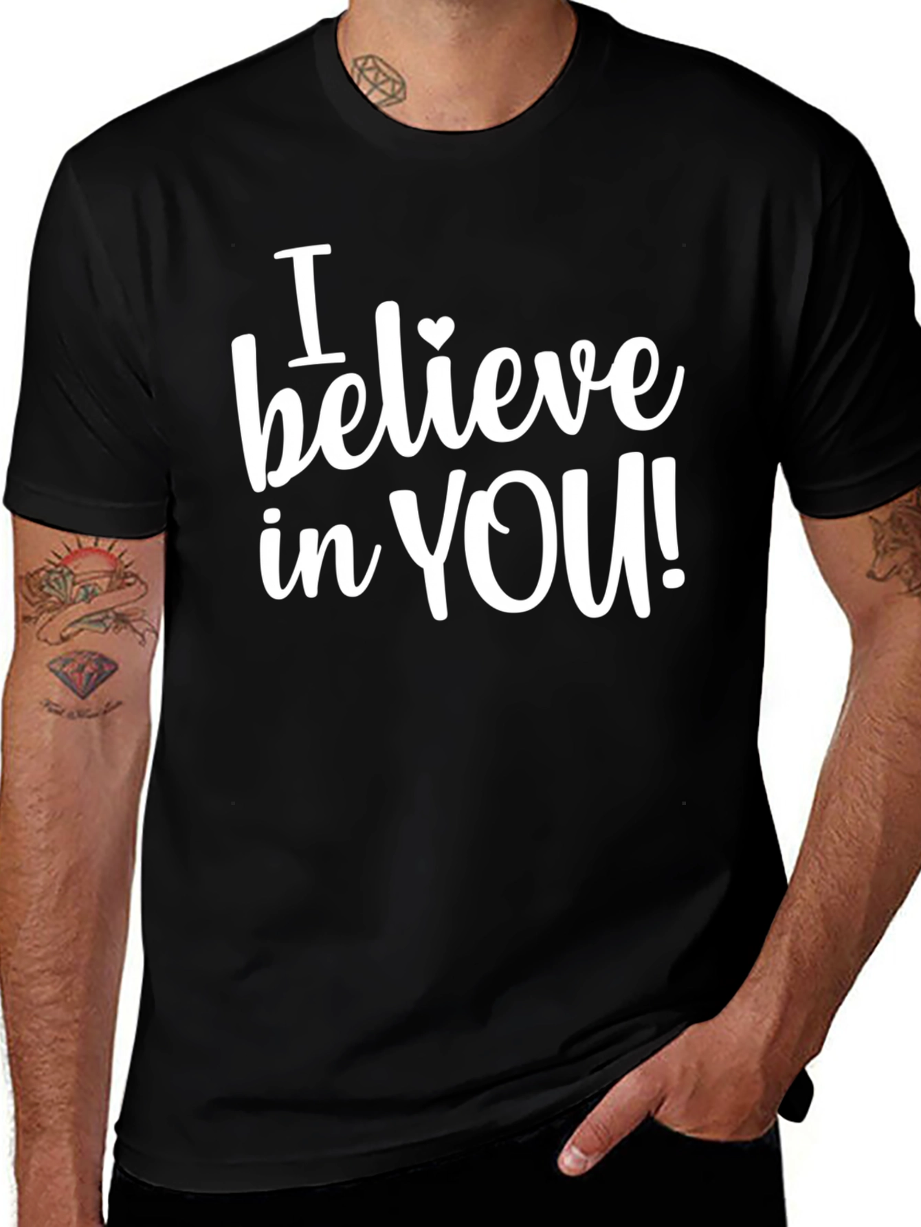 Believe in You Heart Graphic Black T-Shirt
