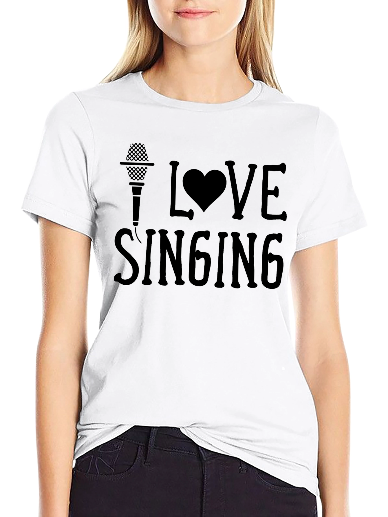 I Love Singing Graphic Tee - Black