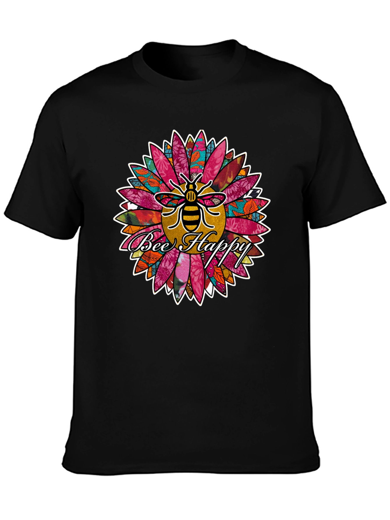 Bee Happy Sunflower Graphic Print Tee