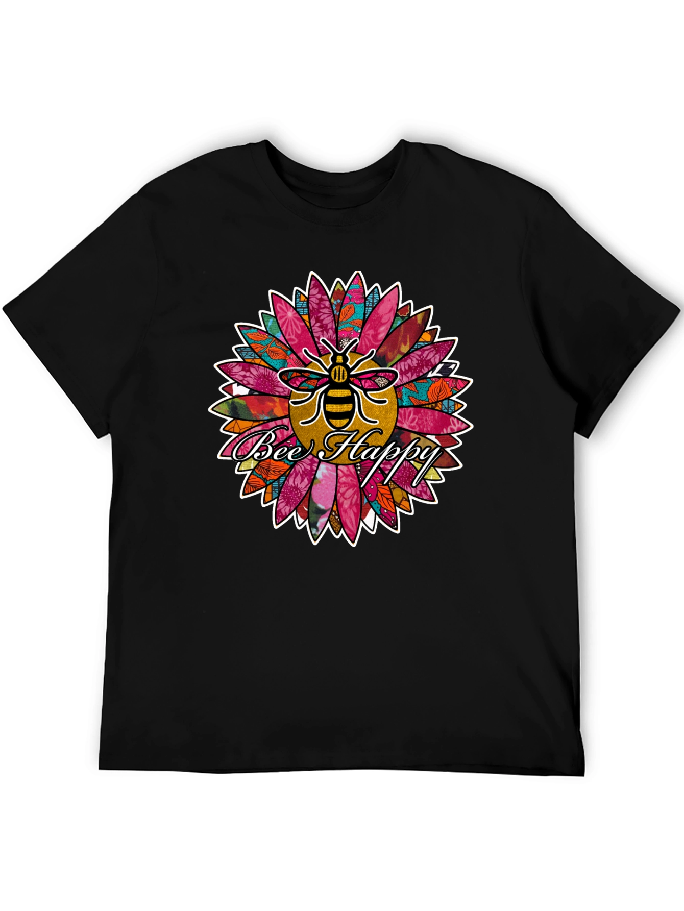 Bee Happy Sunflower Graphic Print Tee