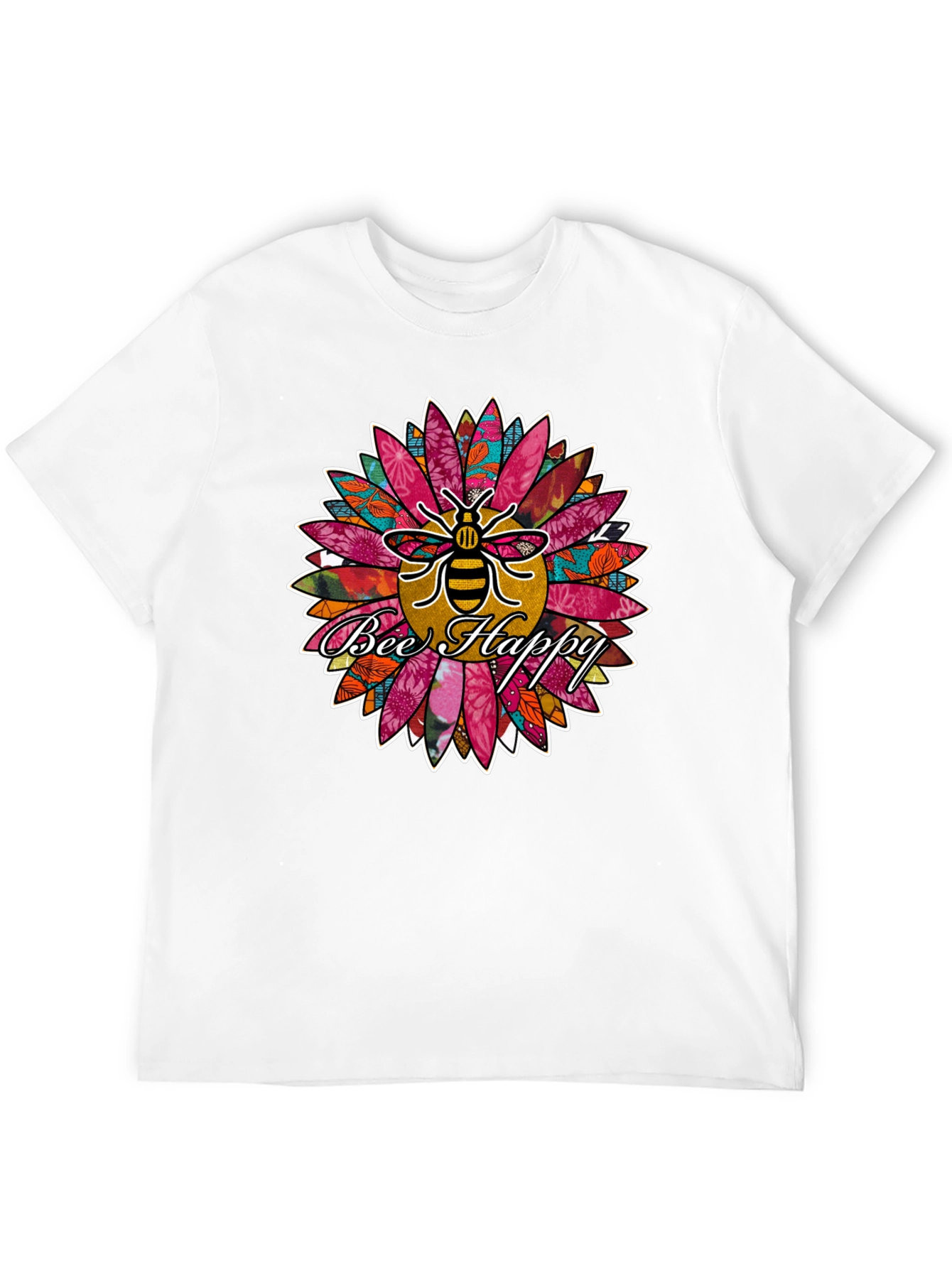 Bee Happy Sunflower Graphic Print Tee