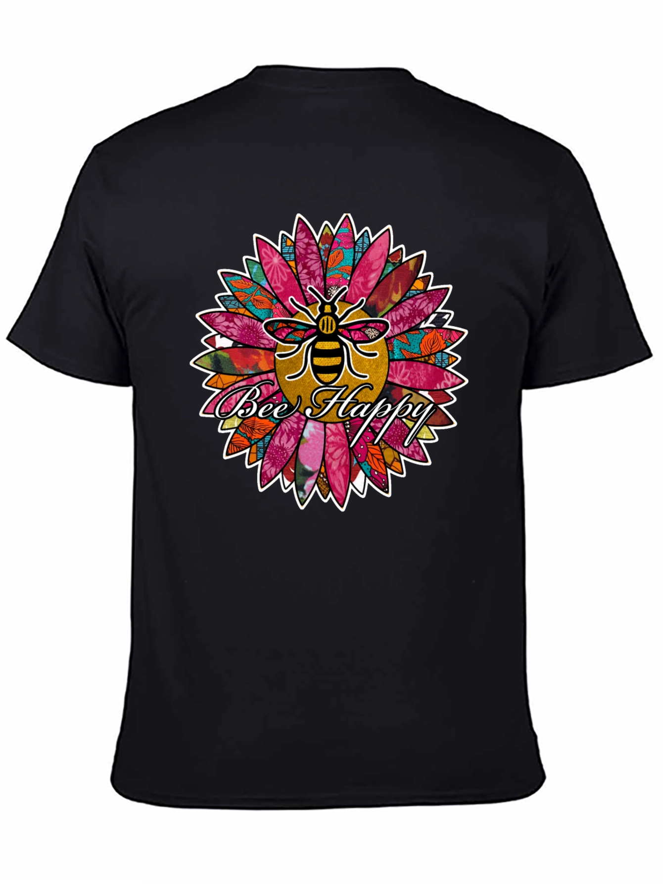 Bee Happy Sunflower Graphic Print Tee
