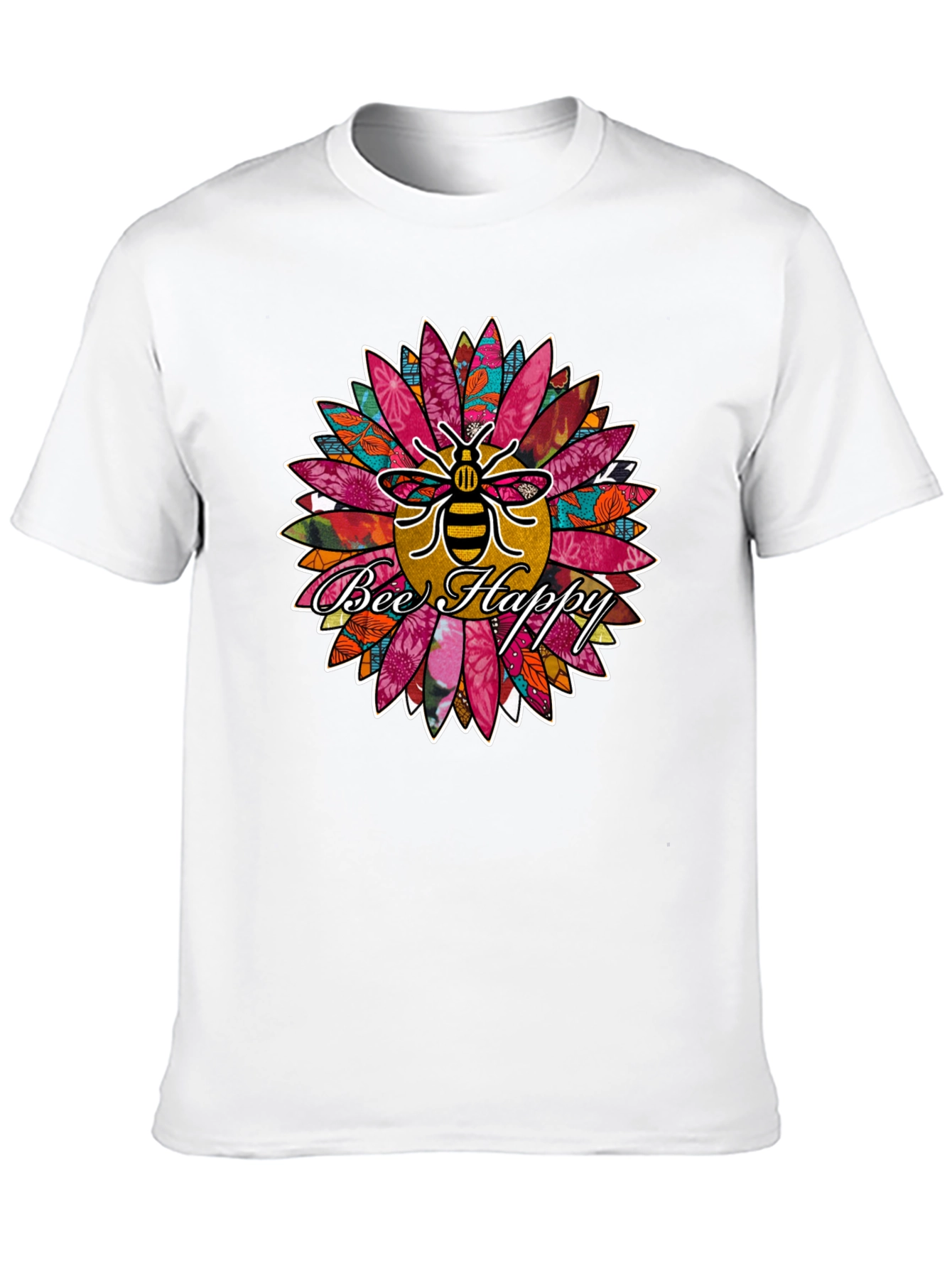 Bee Happy Sunflower Graphic Print Tee