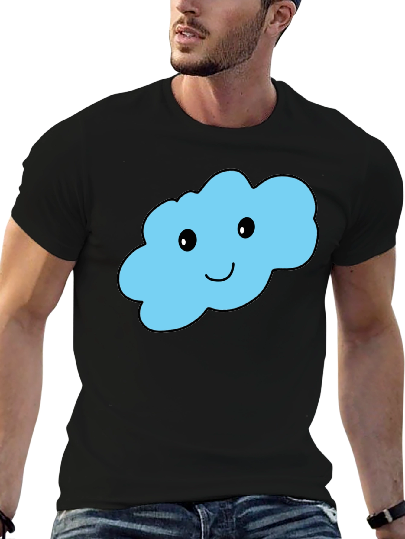 Cute Cloud Graphic T-Shirt - Black Cotton Tee