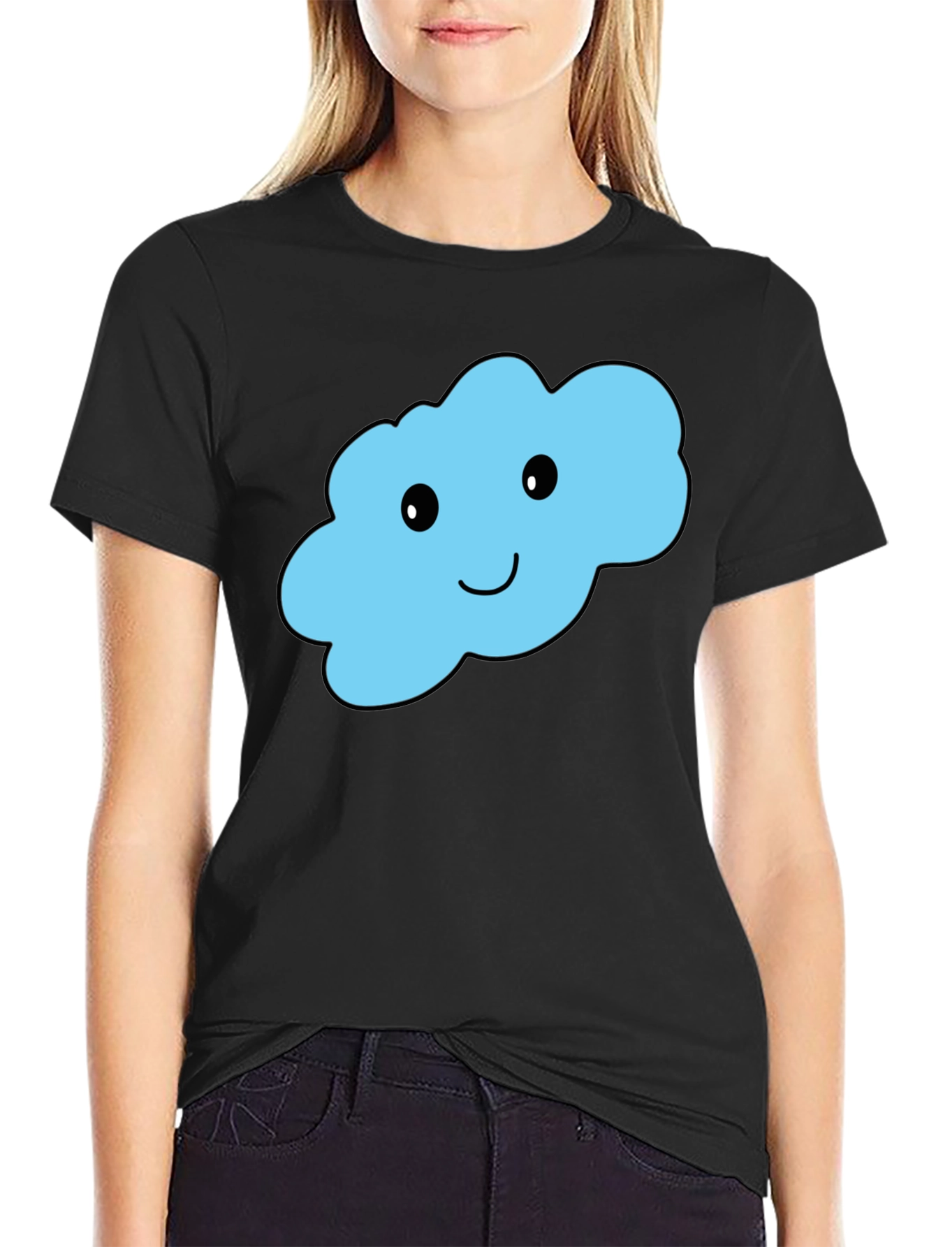 Cute Cloud Graphic T-Shirt - Black Cotton Tee