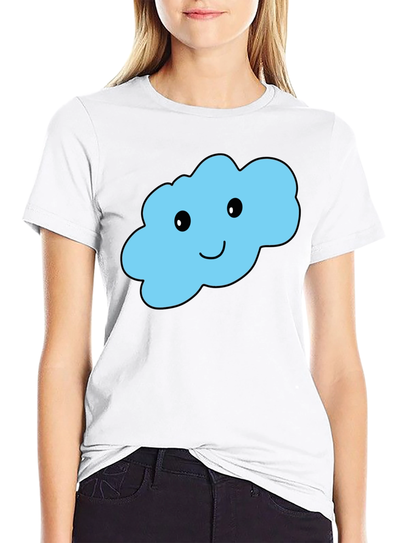 Cute Cloud Graphic T-Shirt - Black Cotton Tee