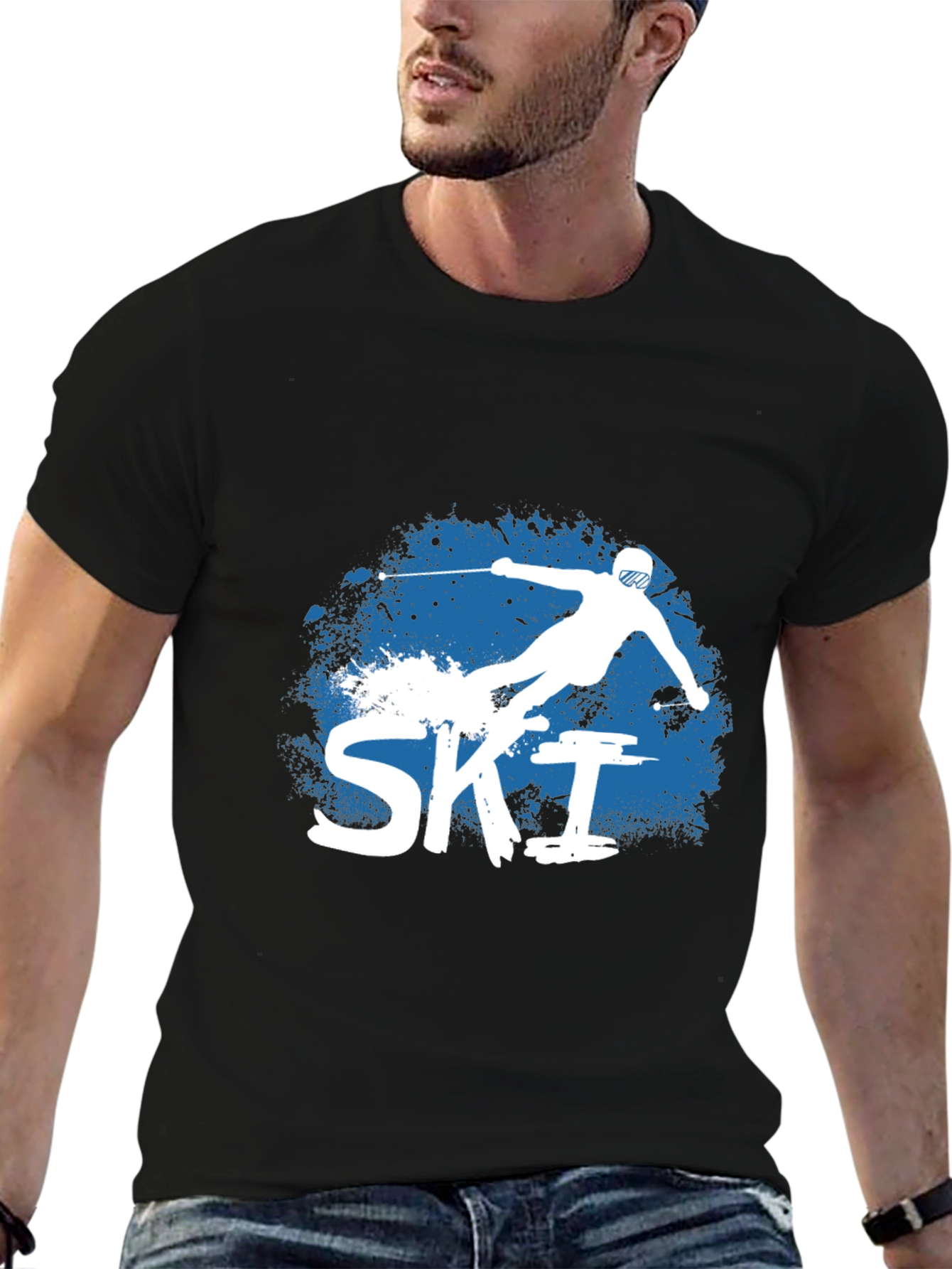 Ski T-Shirt - Black Graphic Tee
