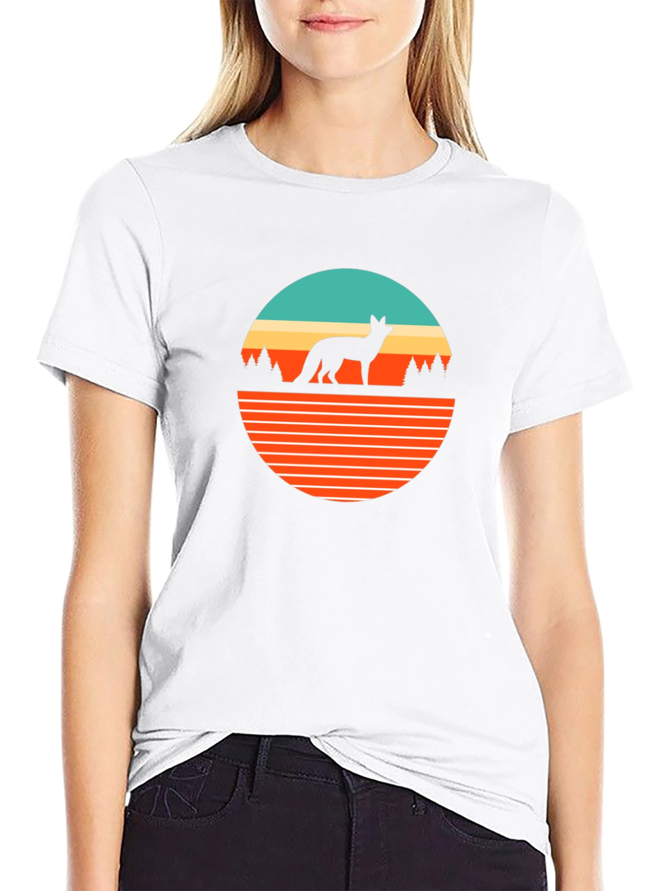 Retro Fox Graphic Tee - Black