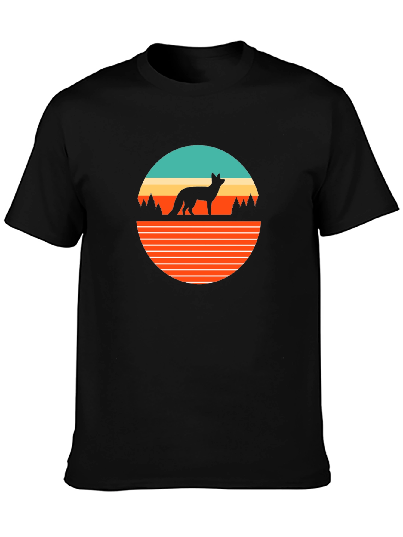 Retro Fox Graphic Tee - Black