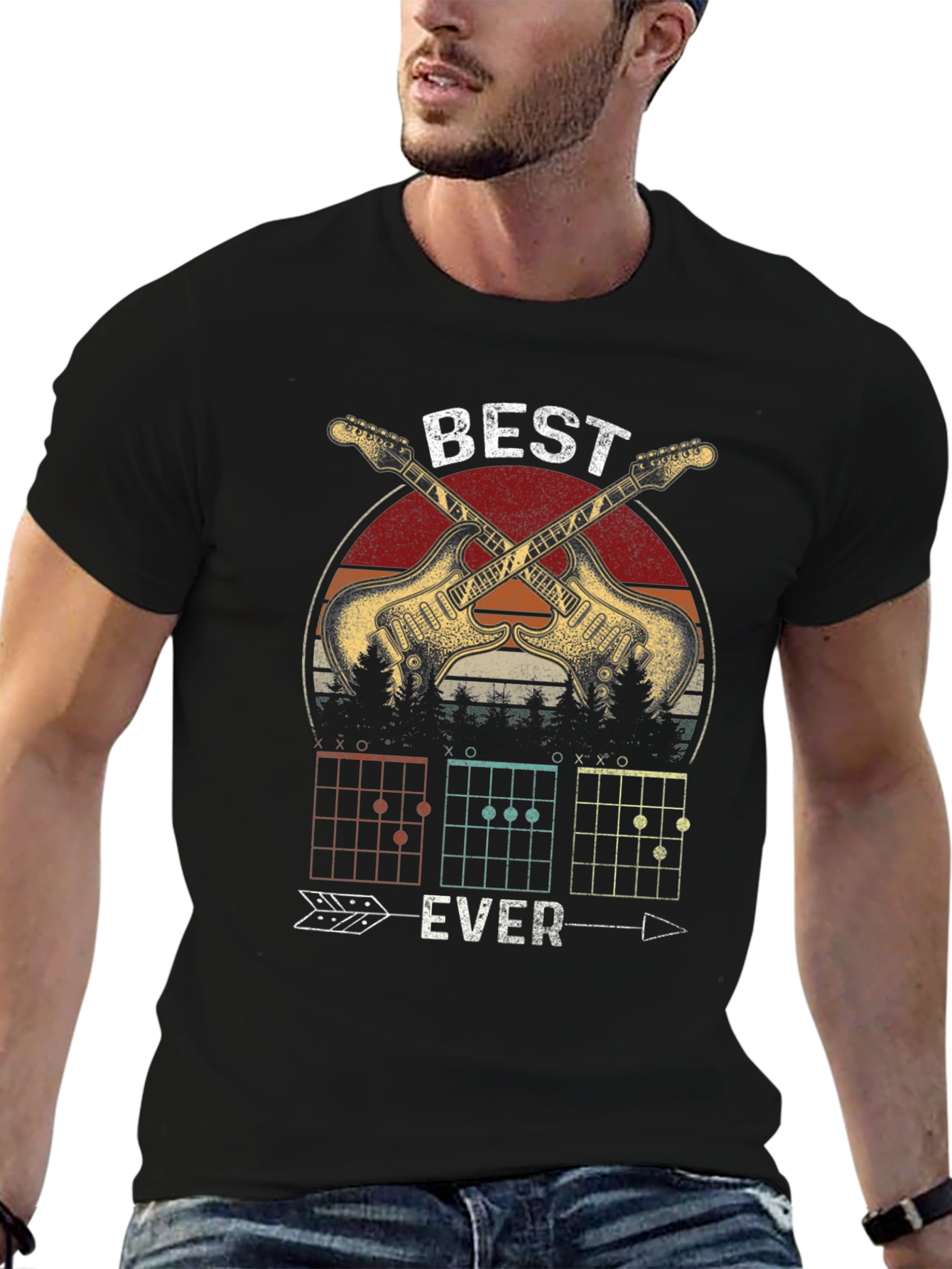 Best Ever Guitarist Black Graphic T-Shirt