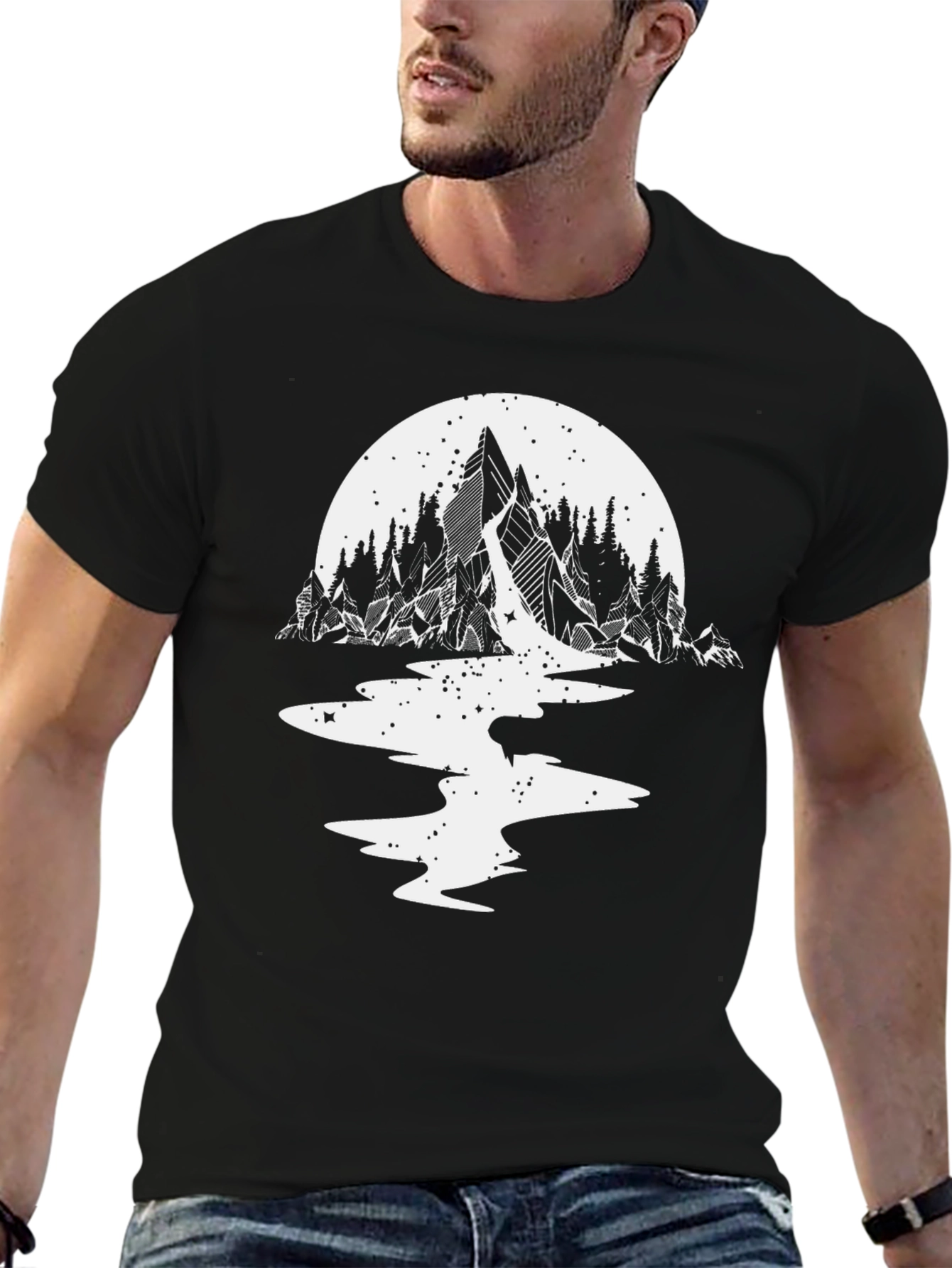 Mountain & Moon Graphic Tee - Black