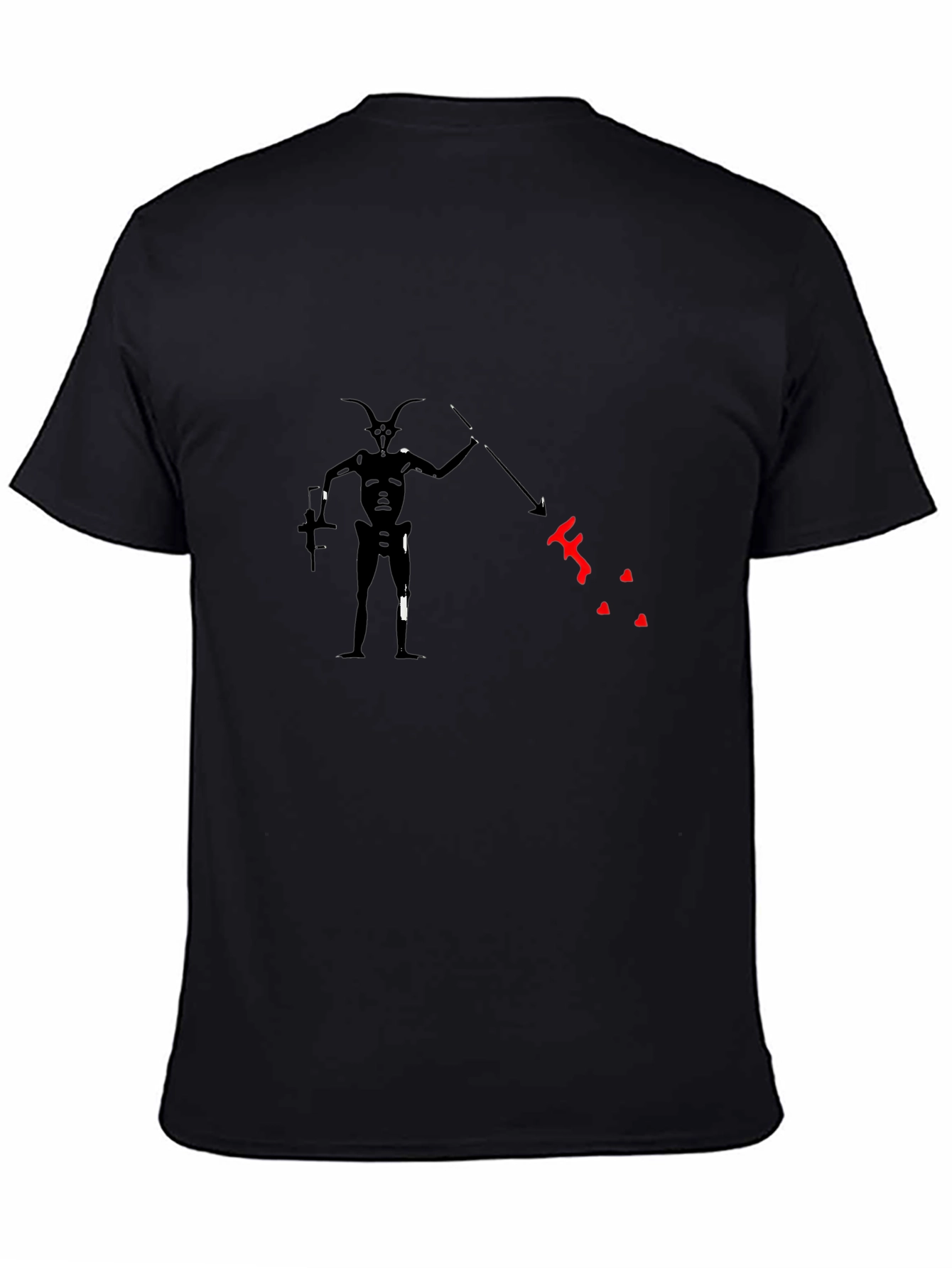 Unique Graphic Tee: Shadow Creature with Spear - Black