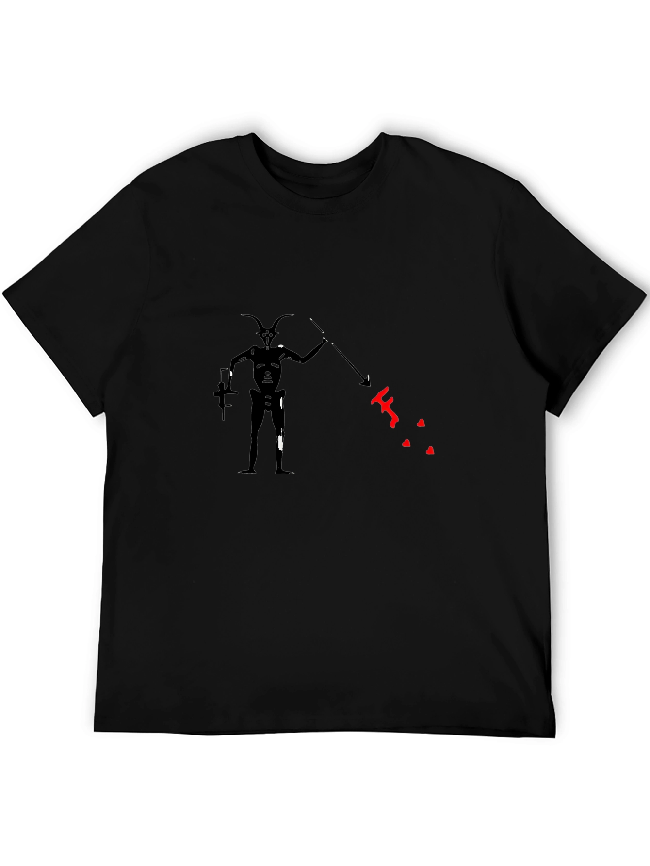 Unique Graphic Tee: Shadow Creature with Spear - Black