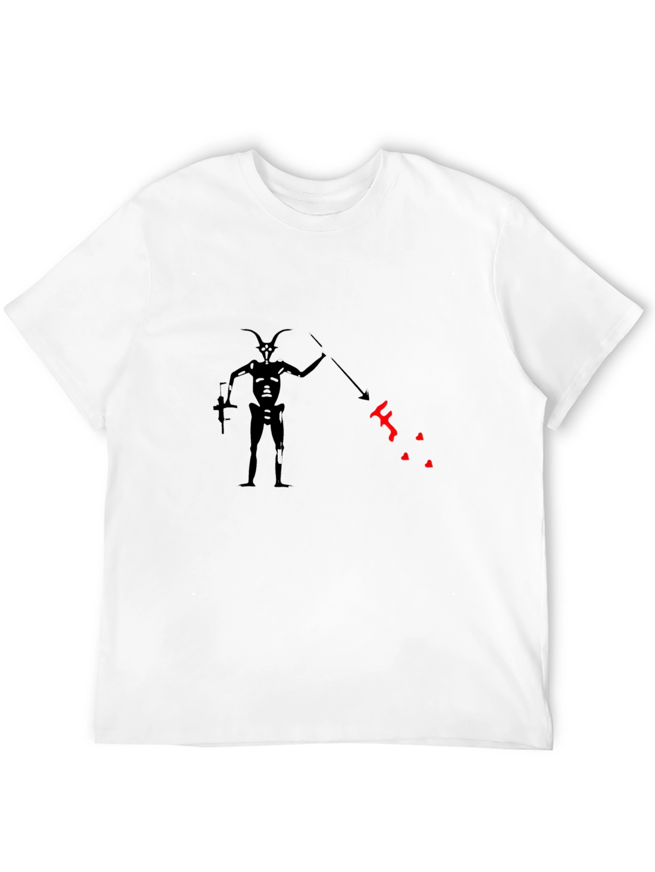 Unique Graphic Tee: Shadow Creature with Spear - Black