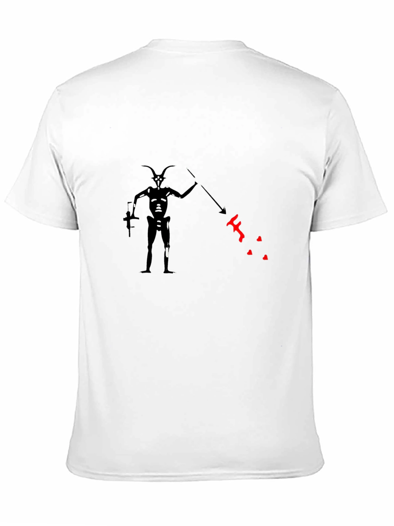 Unique Graphic Tee: Shadow Creature with Spear - Black
