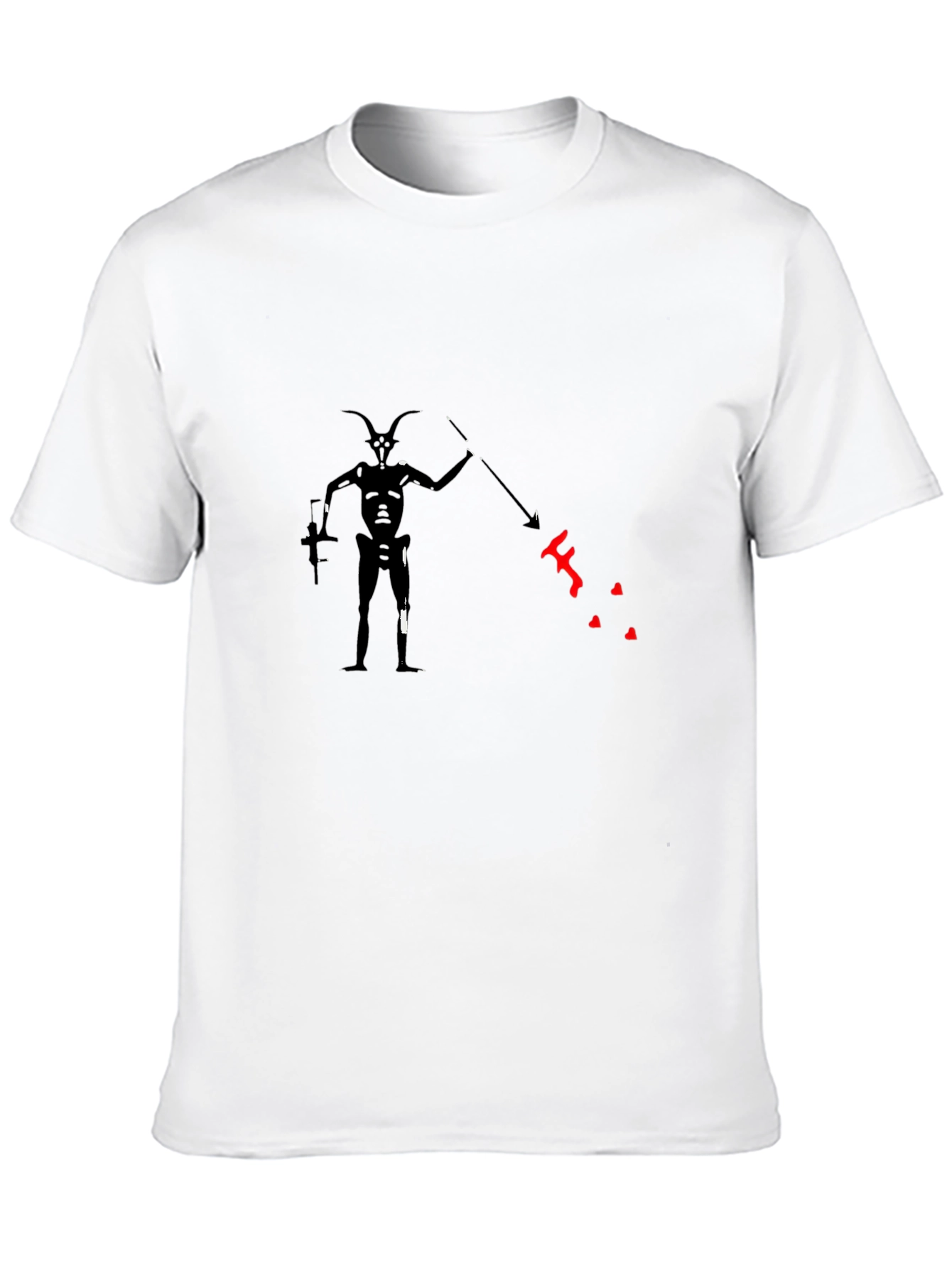 Unique Graphic Tee: Shadow Creature with Spear - Black