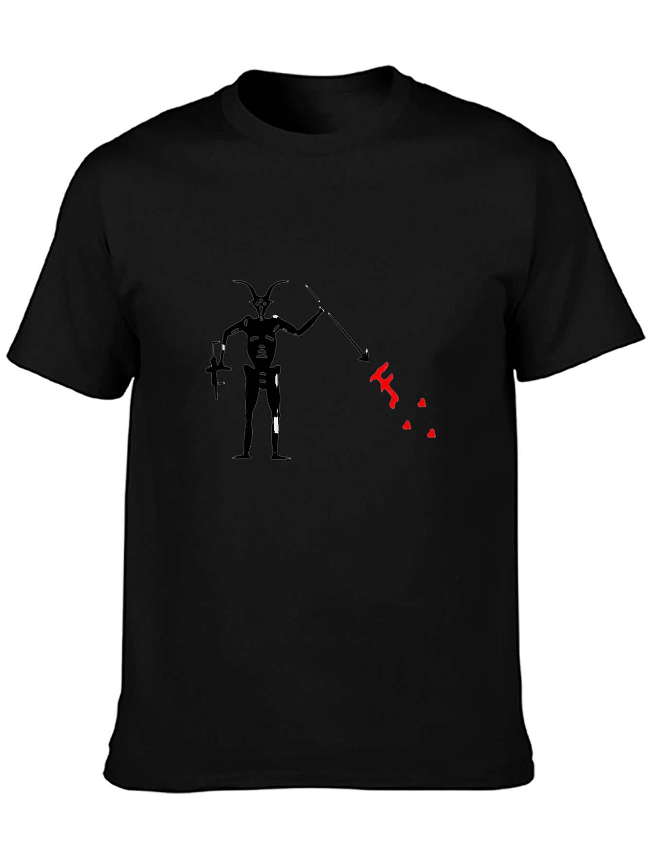 Unique Graphic Tee: Shadow Creature with Spear - Black