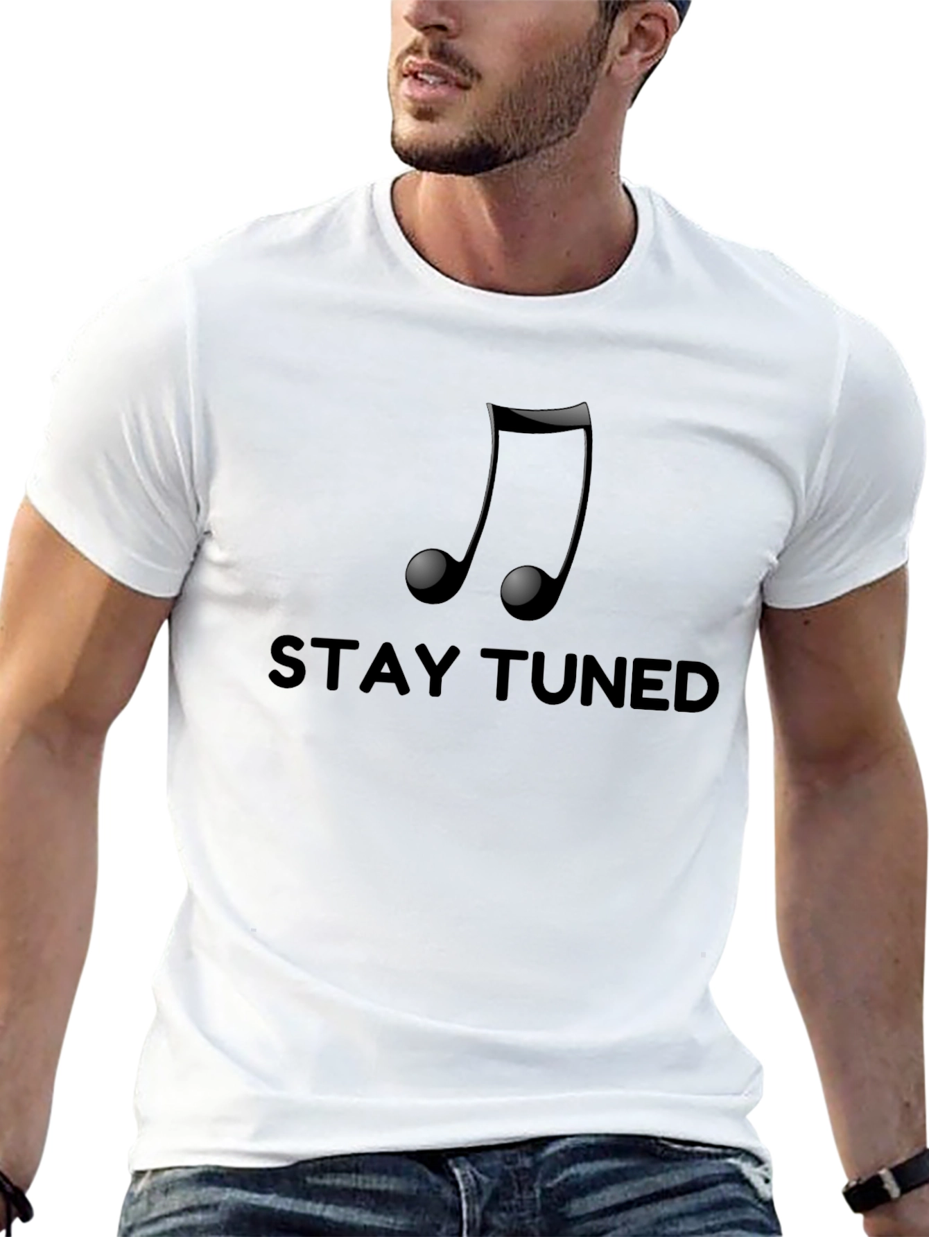 Stay Tuned Music Note Black T-Shirt