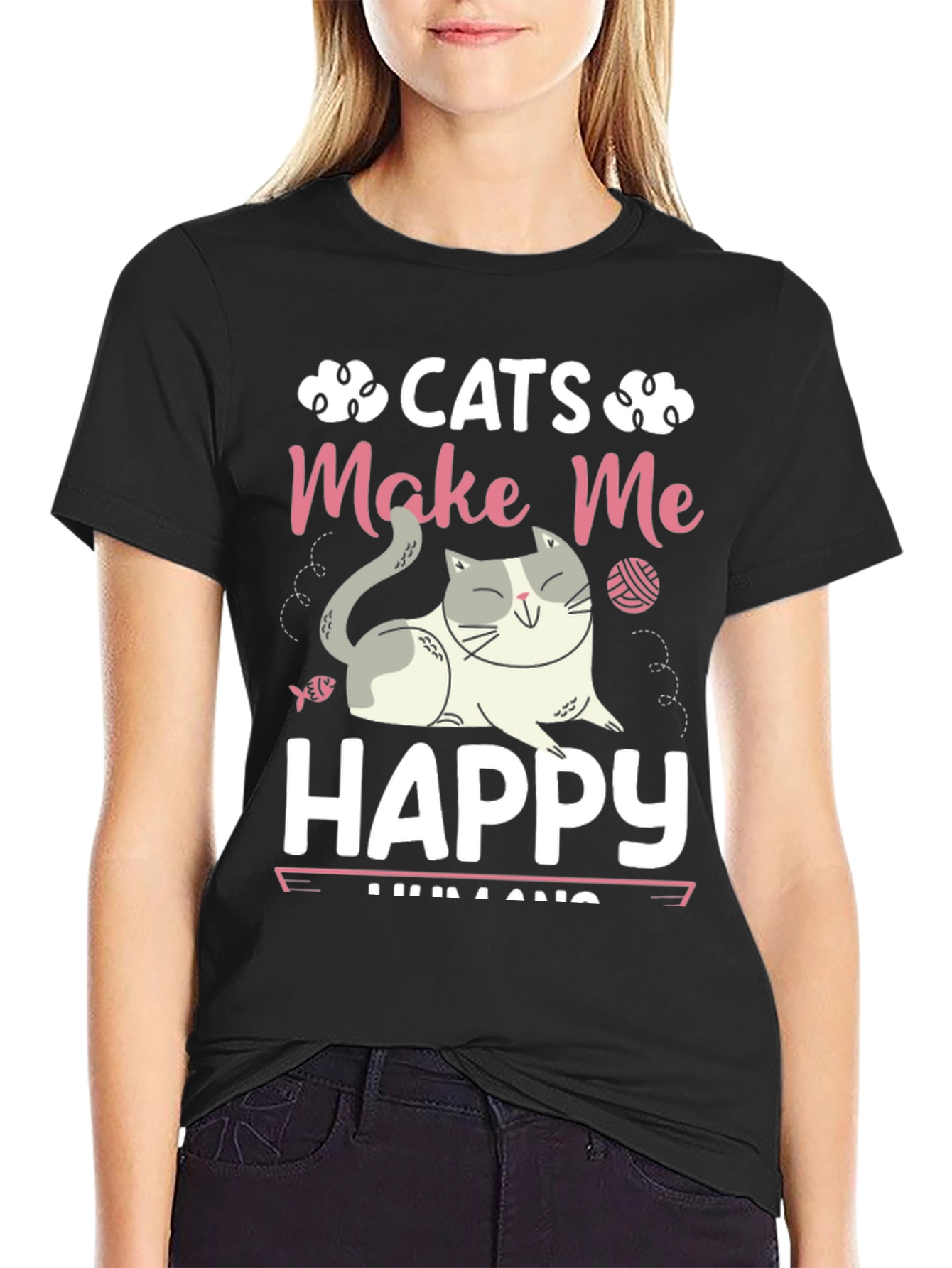 Cats Make Me Happy Graphic T-Shirt