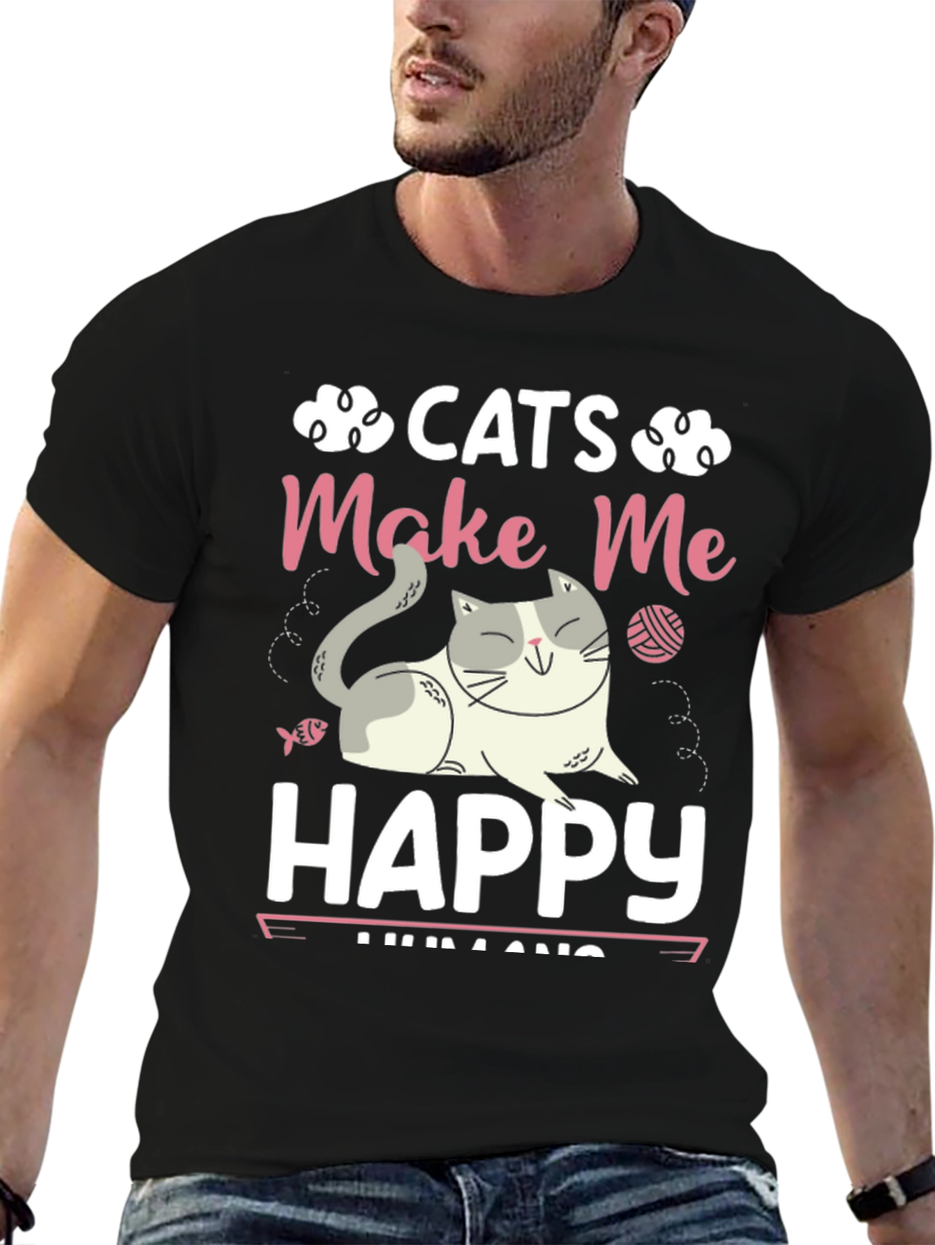 Cats Make Me Happy Graphic T-Shirt