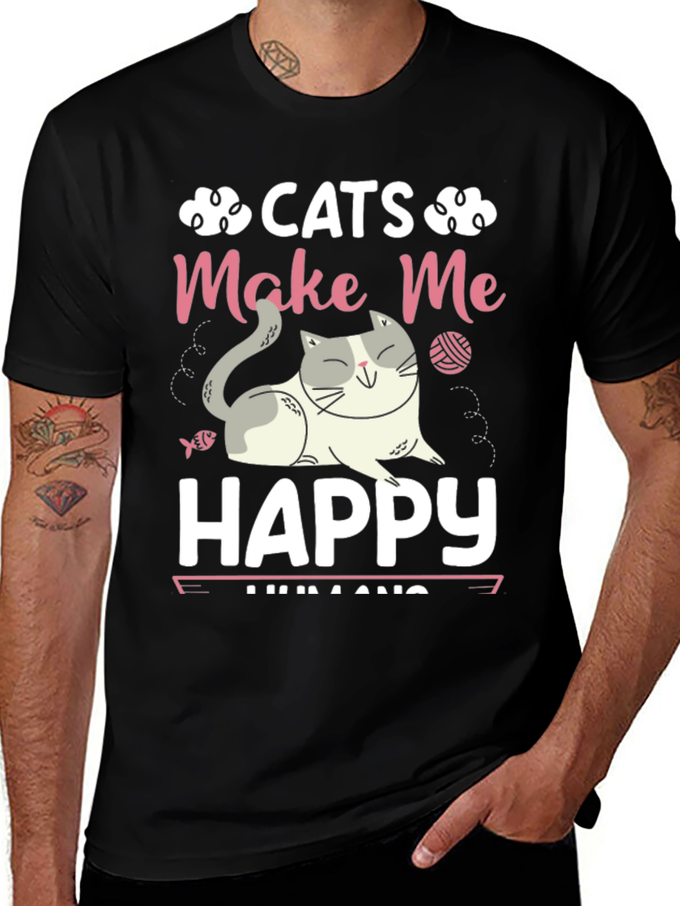 Cats Make Me Happy Graphic T-Shirt
