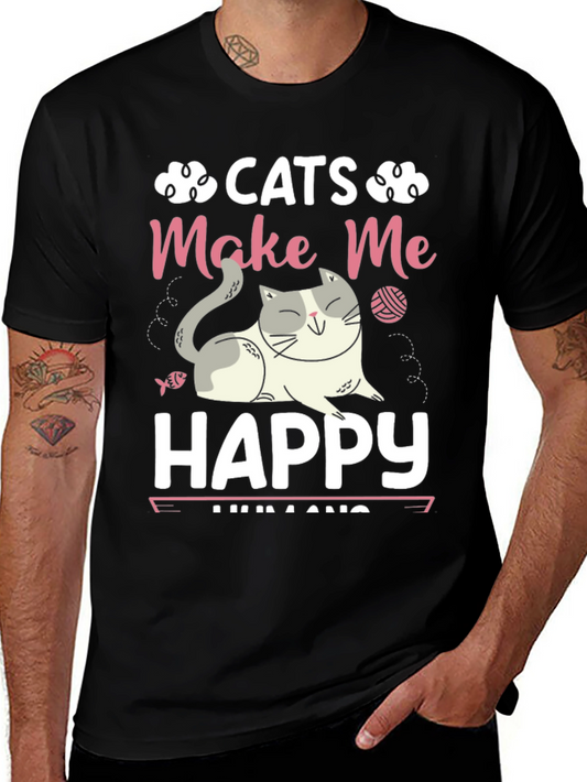 Cats Make Me Happy Graphic T-Shirt