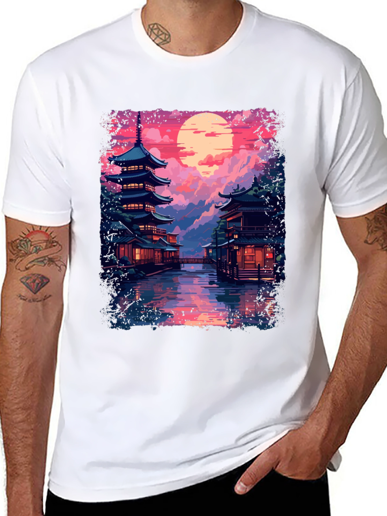Japanese Sunset Temple T-Shirt
