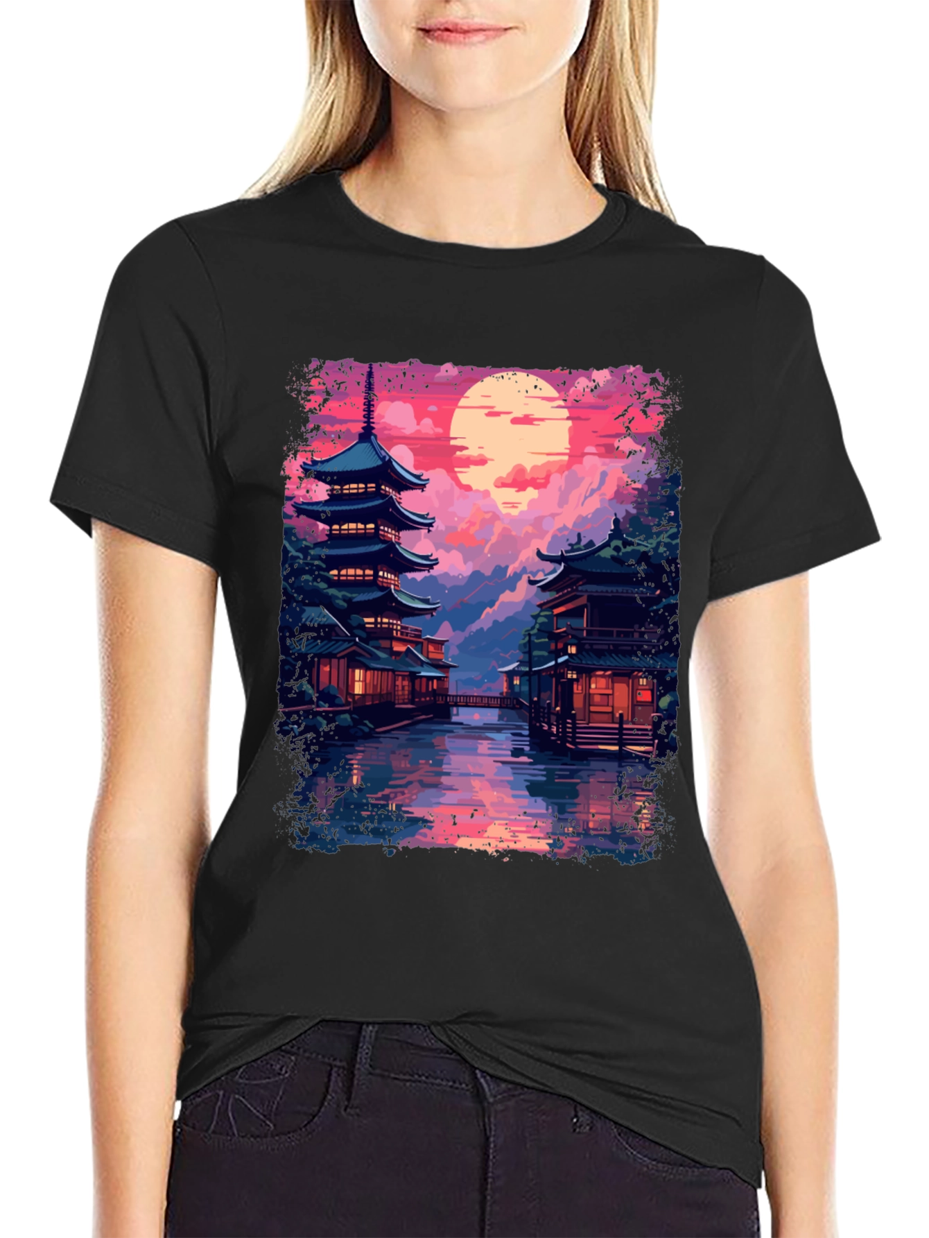 Japanese Sunset Temple T-Shirt